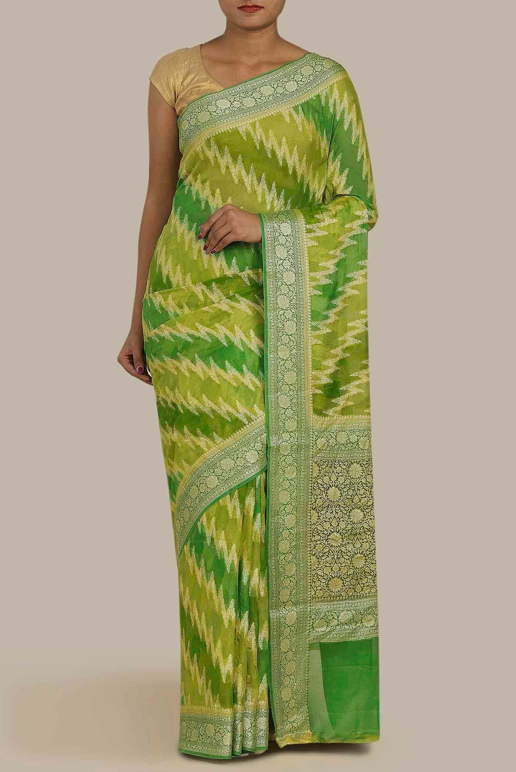 Green Banarasi Georgette Saree
