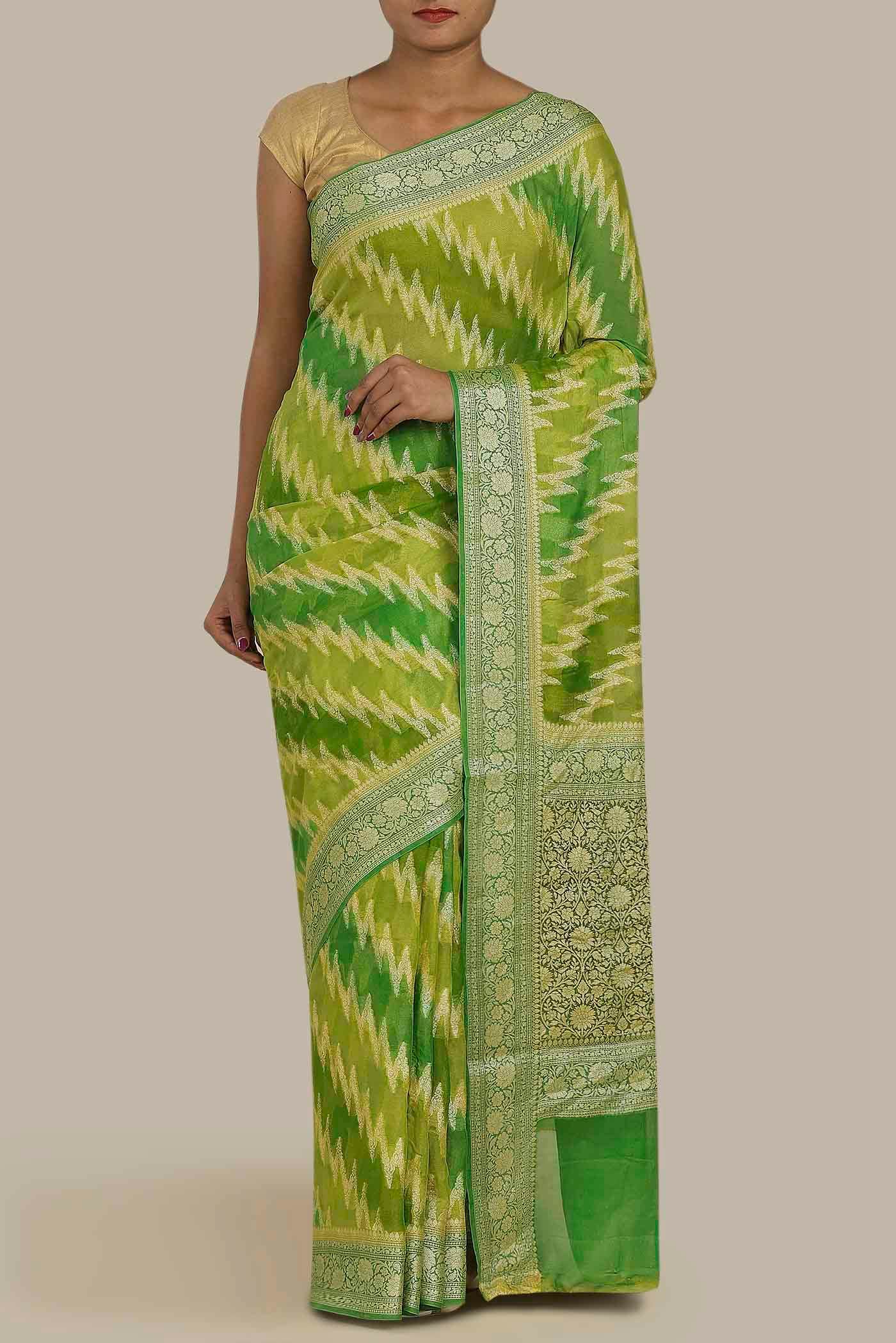 Green Banarasi Georgette Saree