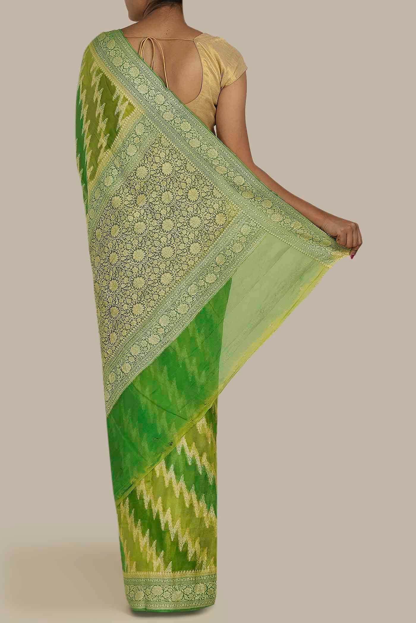 Green Banarasi Georgette Saree