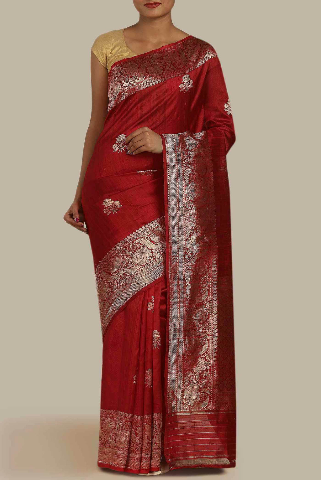 Red Raw Silk Saree