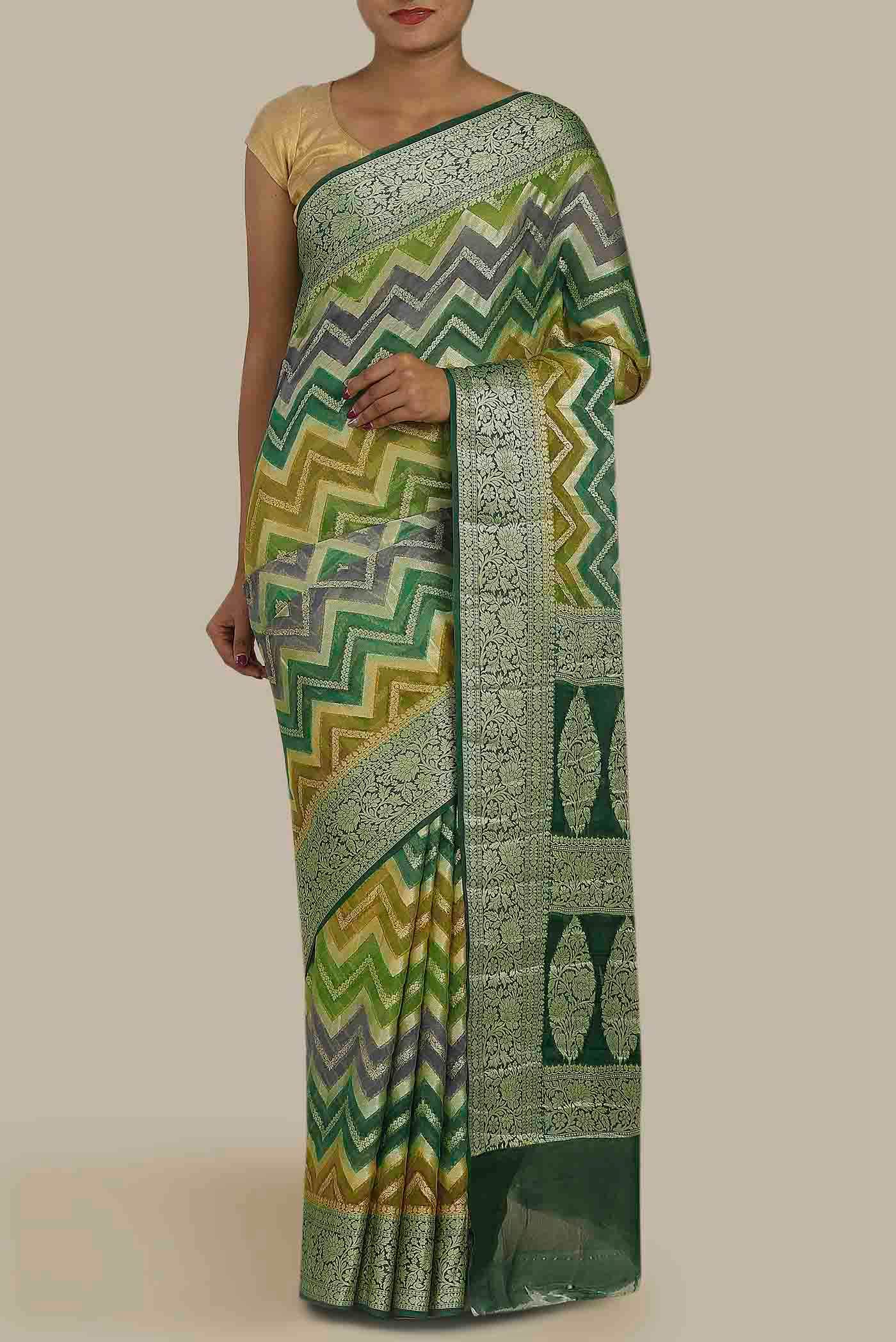 Green Banarasi Georgette Saree
