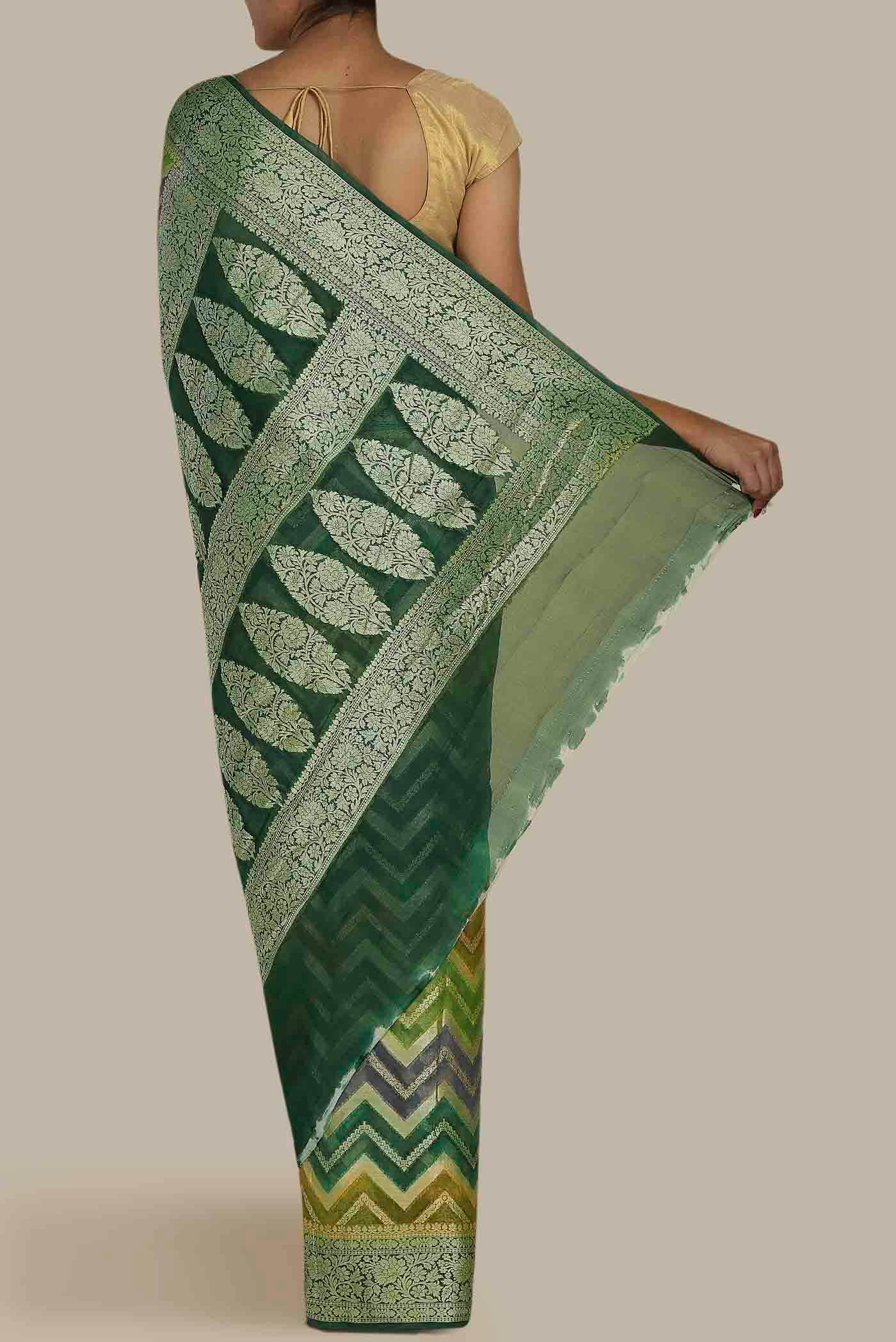 Green Banarasi Georgette Saree