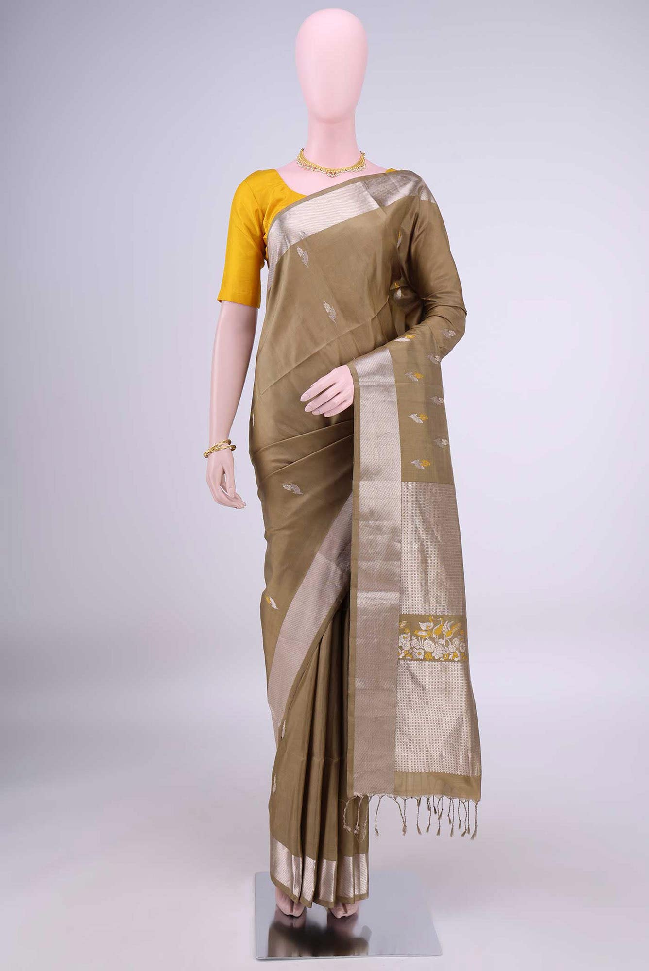 Dark Beige Soft Silk Saree