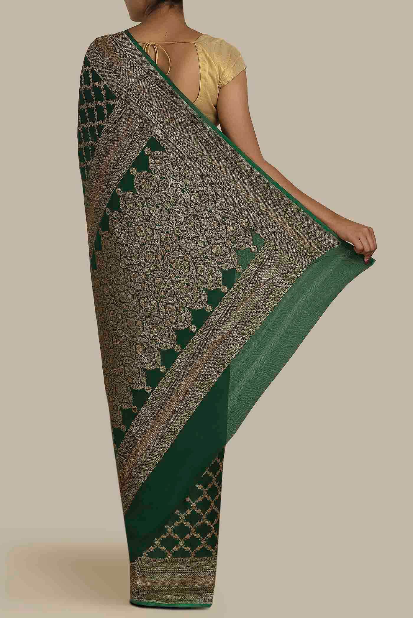 Green Banarasi Georgette Saree