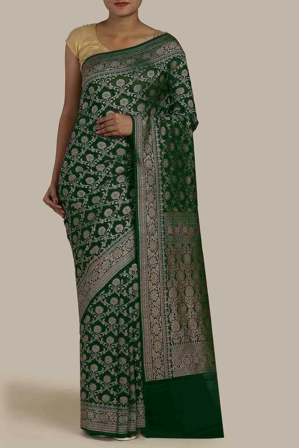 Green Banarasi Georgette Saree
