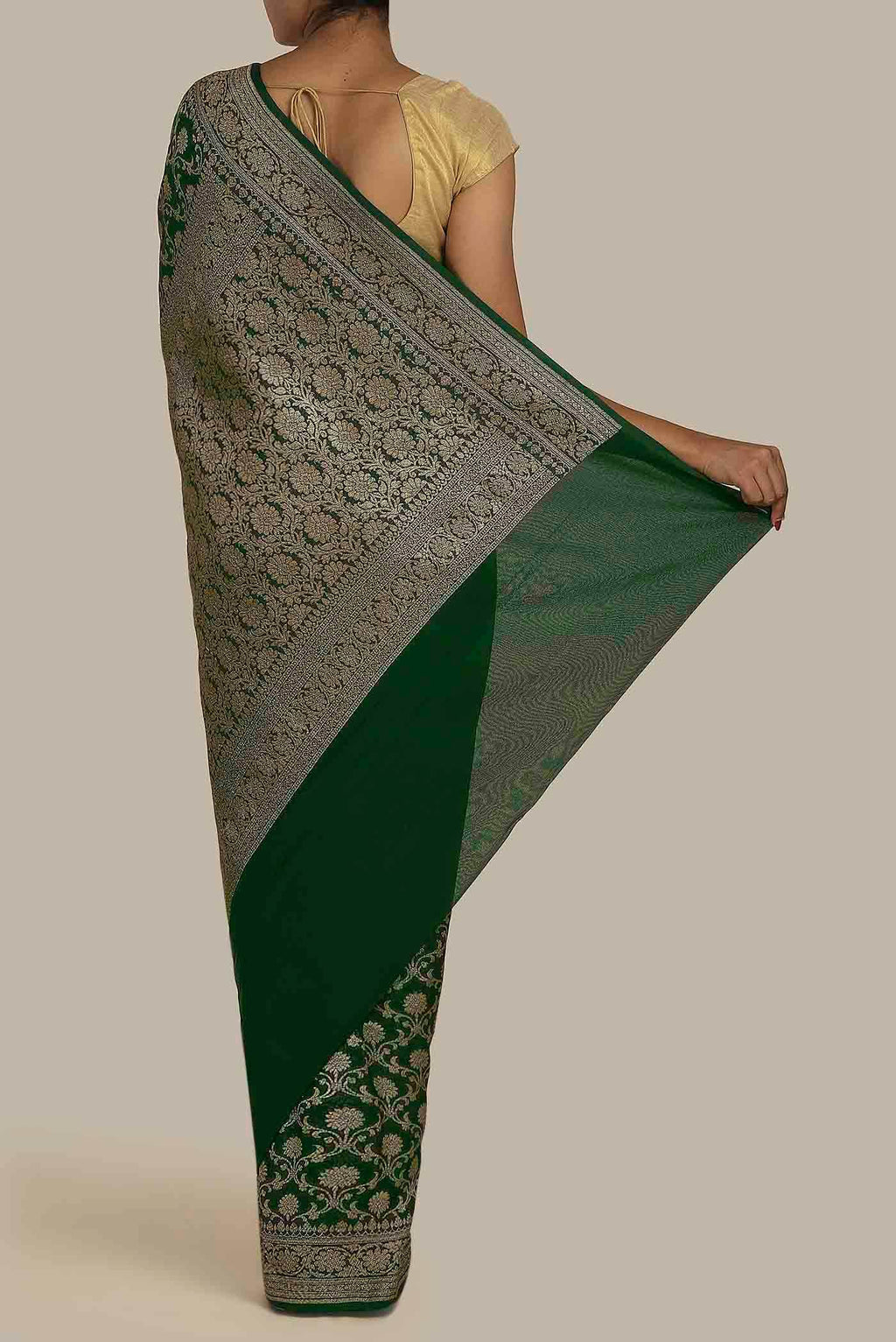 Green Banarasi Georgette Saree
