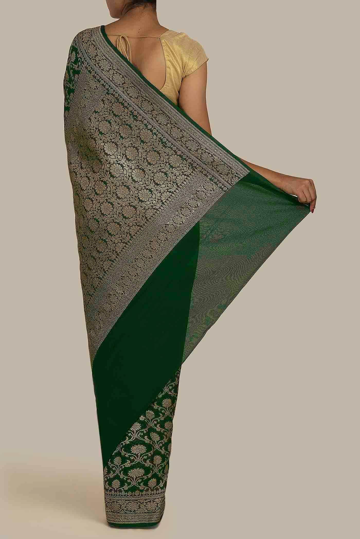 Green Banarasi Georgette Saree