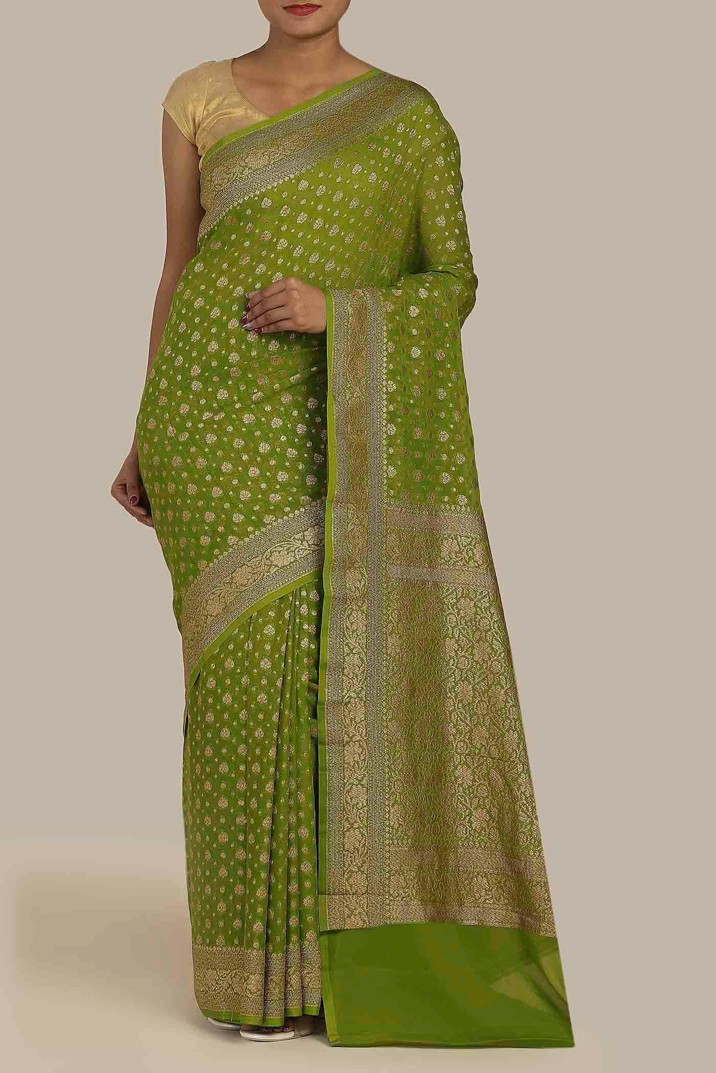 Green Banarasi Georgette Saree