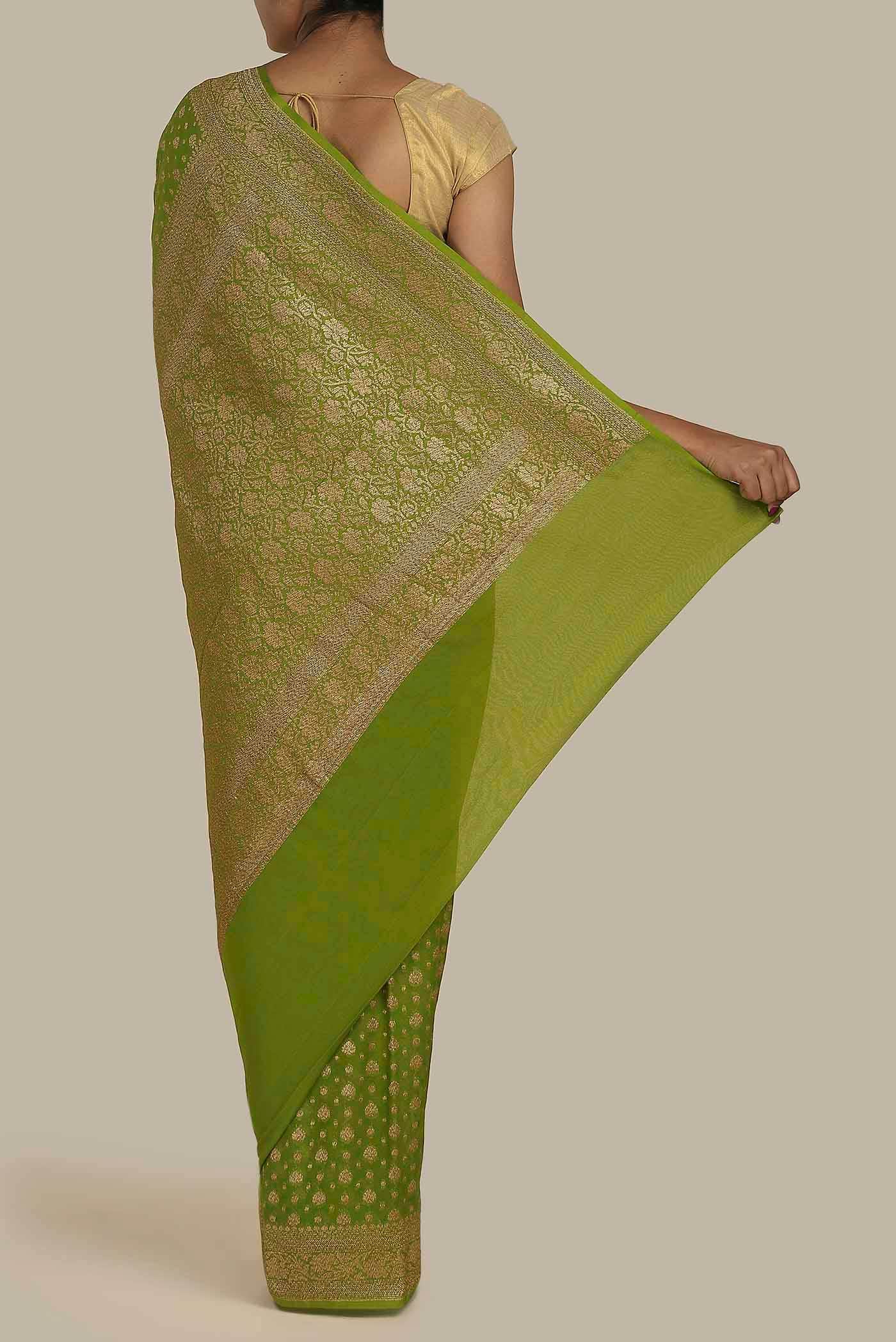 Green Banarasi Georgette Saree