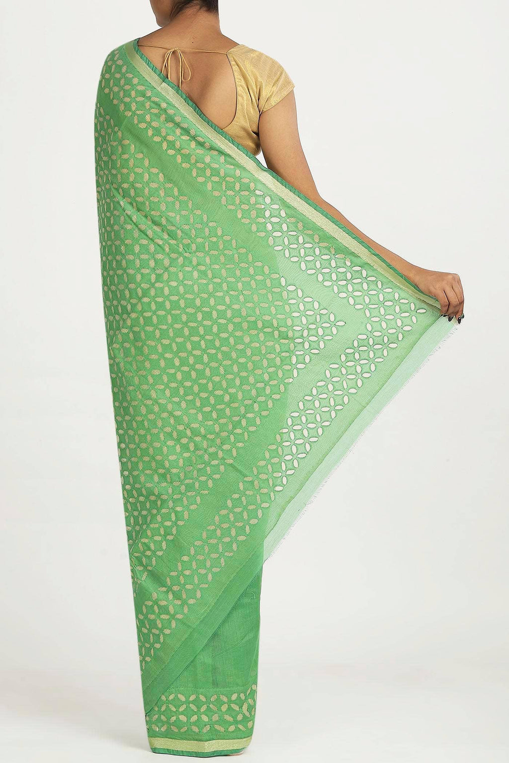 Green Chanderi Silk Cotton Saree