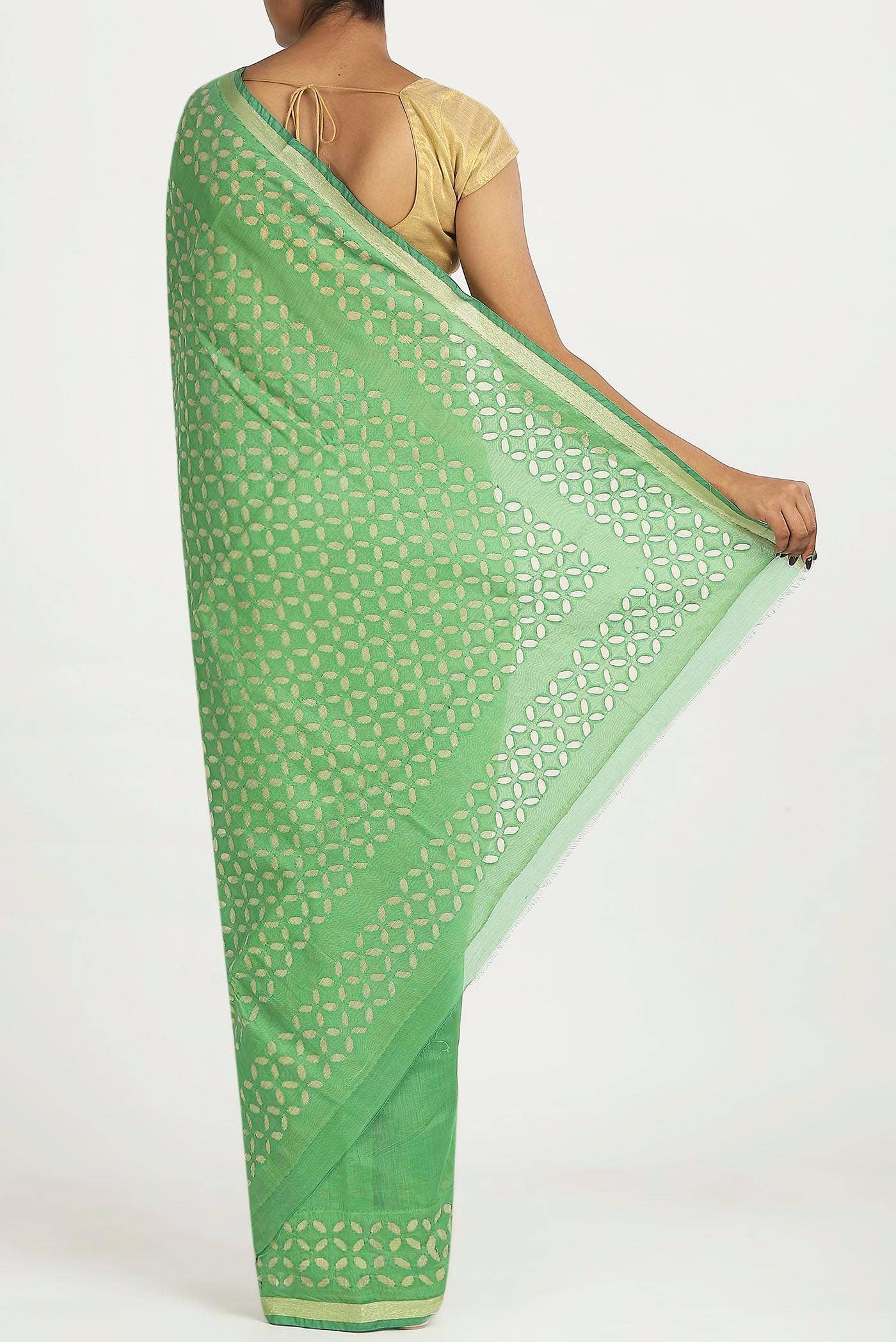 Green Chanderi Silk Cotton Saree