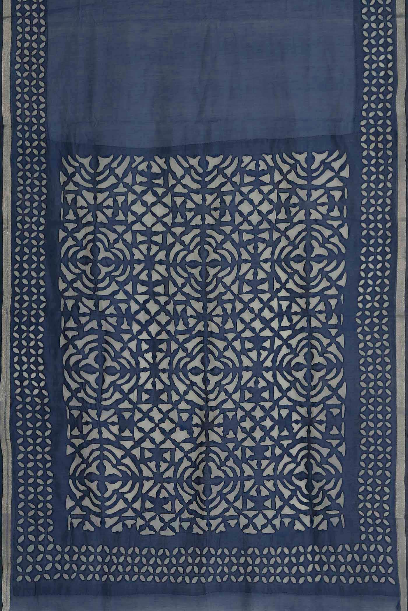 Blue Chanderi Silk Cotton Saree