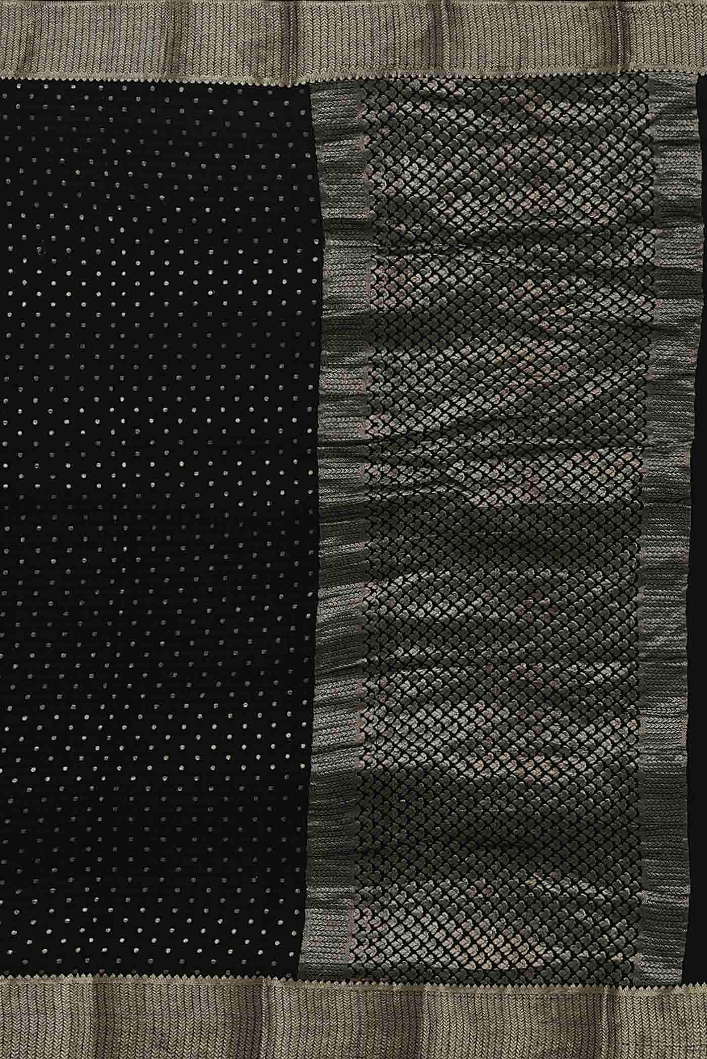 Black Mysore Crepe Saree