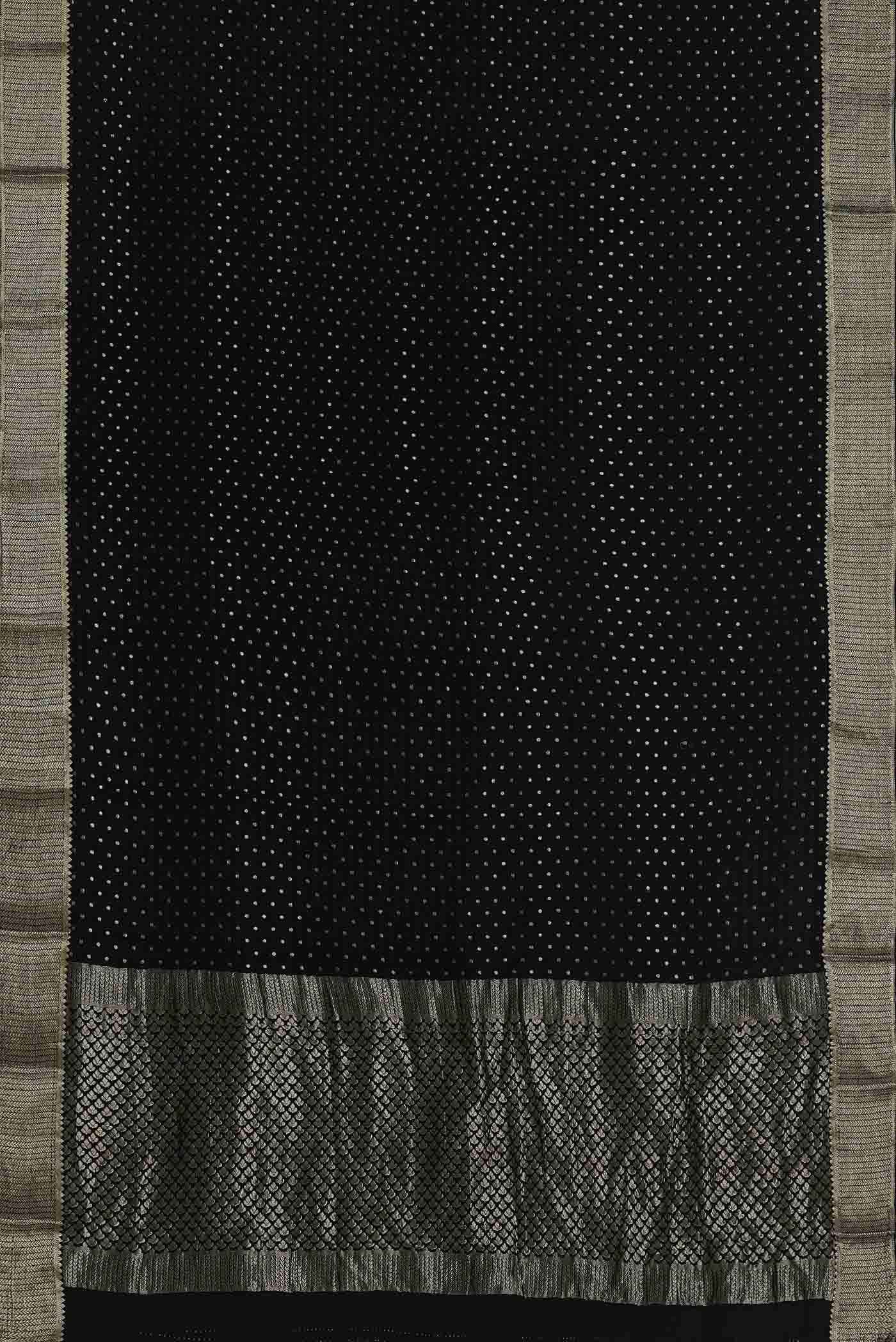 Black Mysore Crepe Saree
