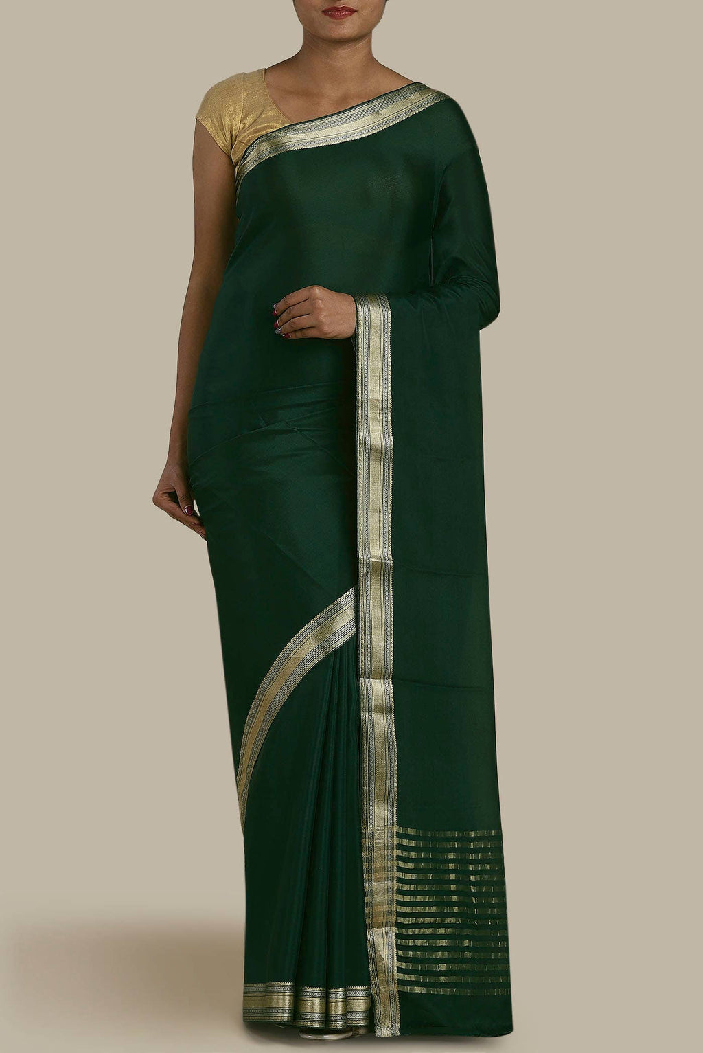 Green Mysore Crepe Saree