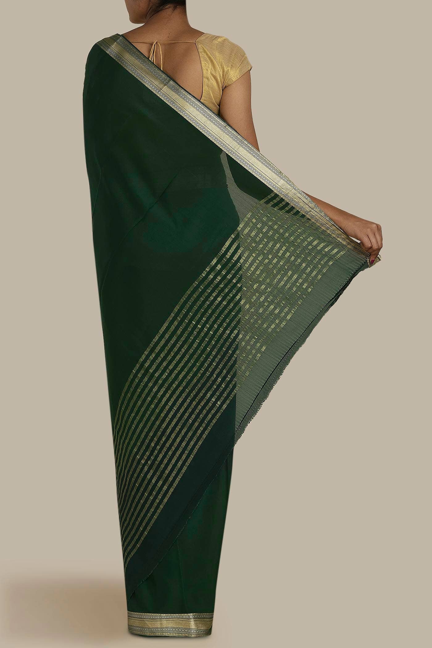Green Mysore Crepe Saree