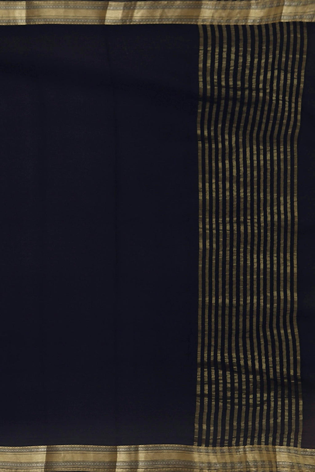 Navy Blue Mysore Crepe Saree
