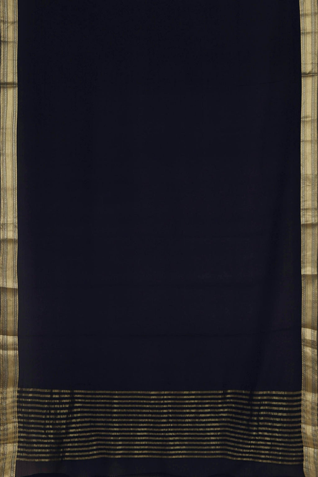 Navy Blue Mysore Crepe Saree