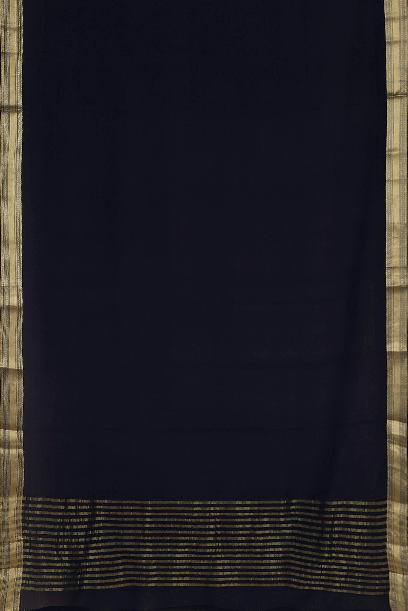 Navy Blue Mysore Crepe Saree