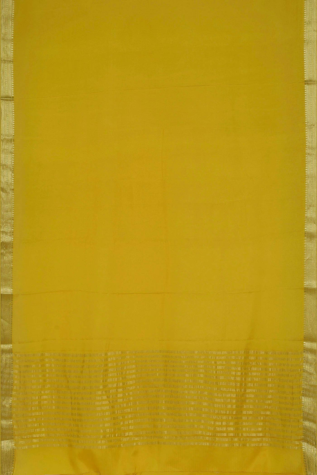 Yellow Mysore Crepe Saree
