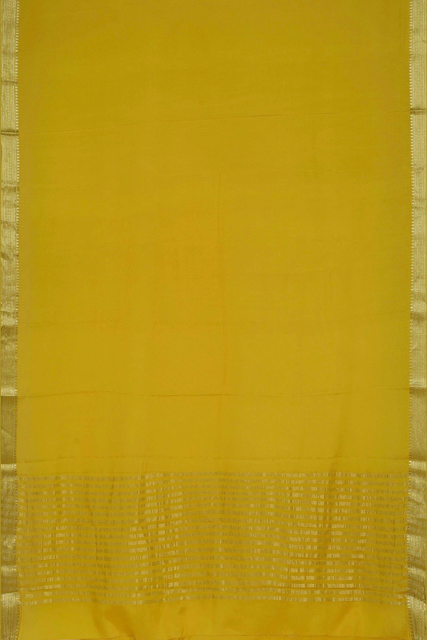 Yellow Mysore Crepe Saree