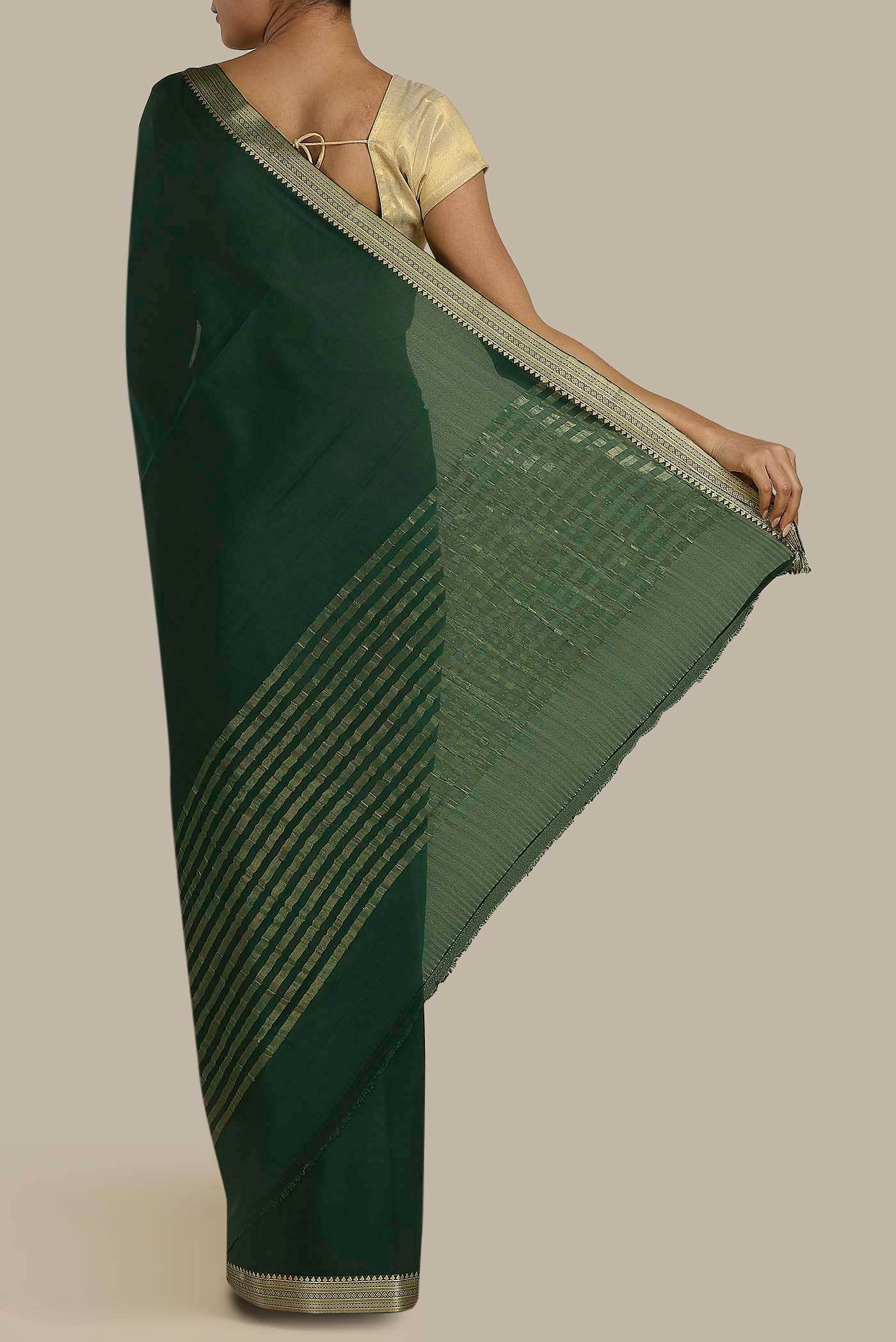 Green Mysore Crepe Saree
