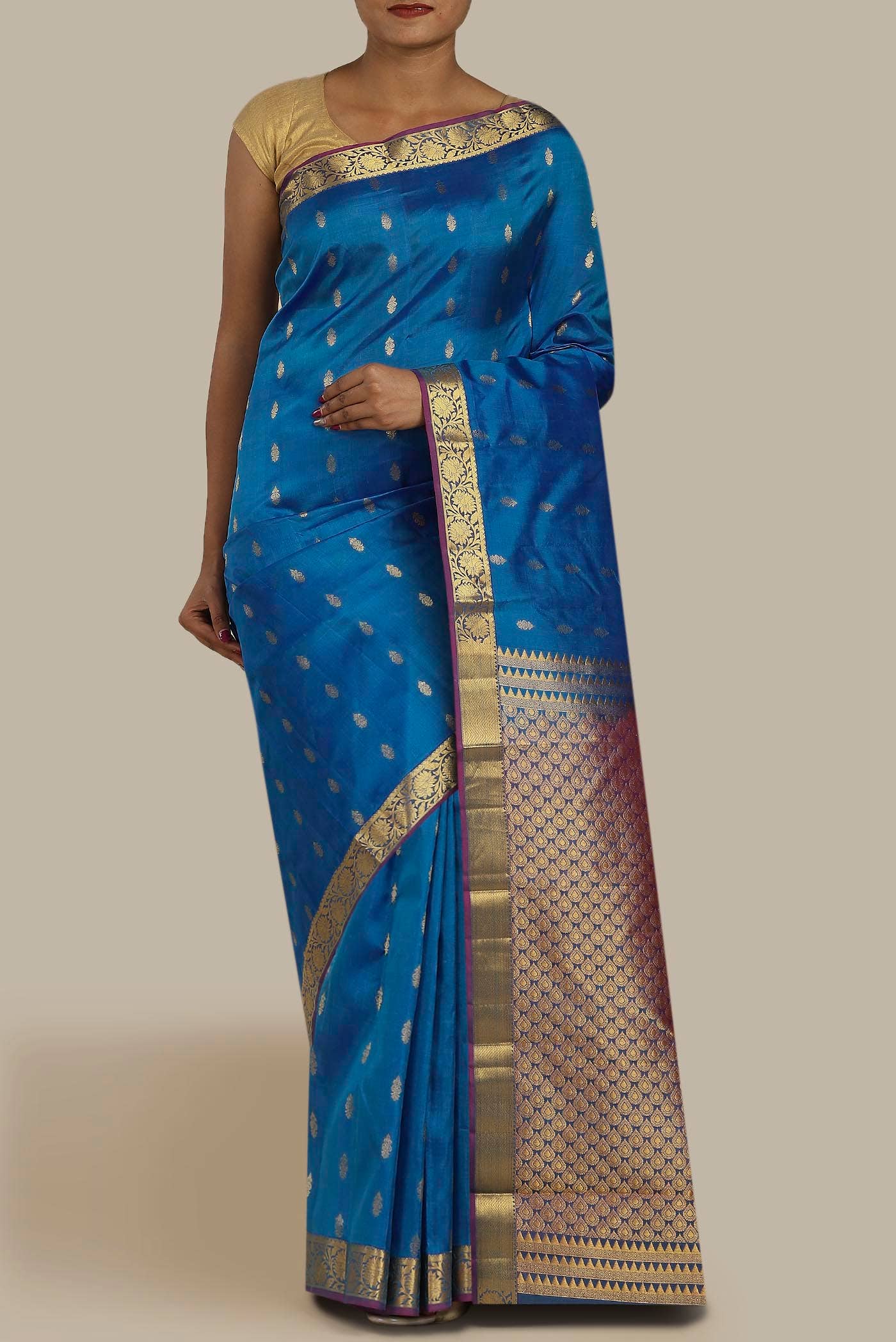 Blue Kanchipuram Silk Saree