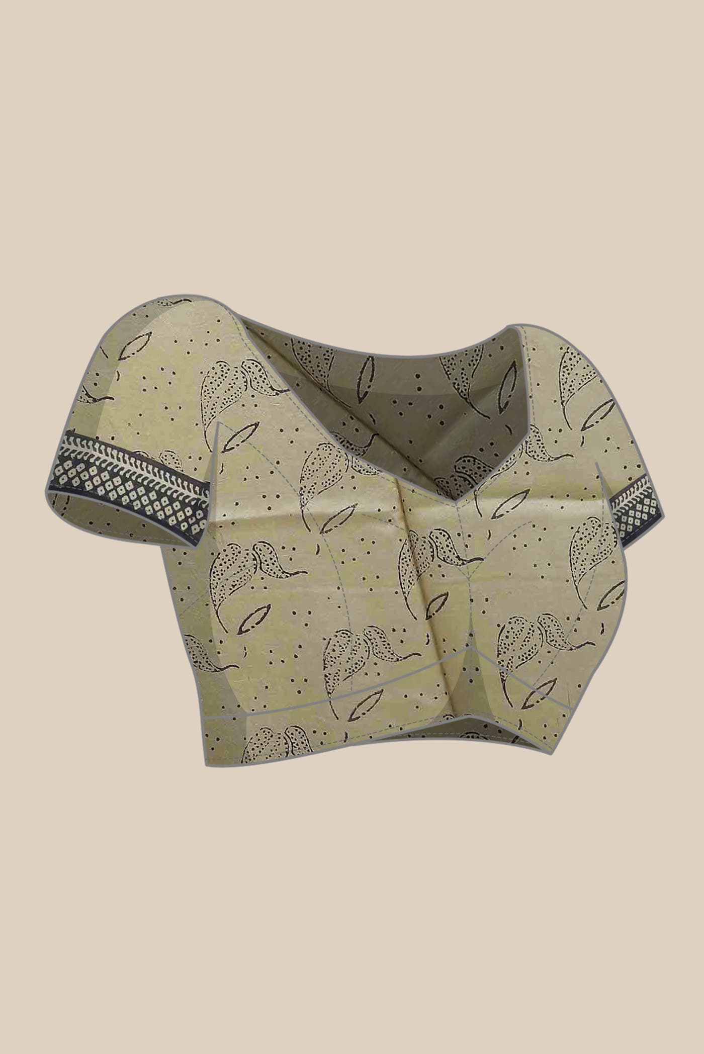 Beige Printed Silk Saree