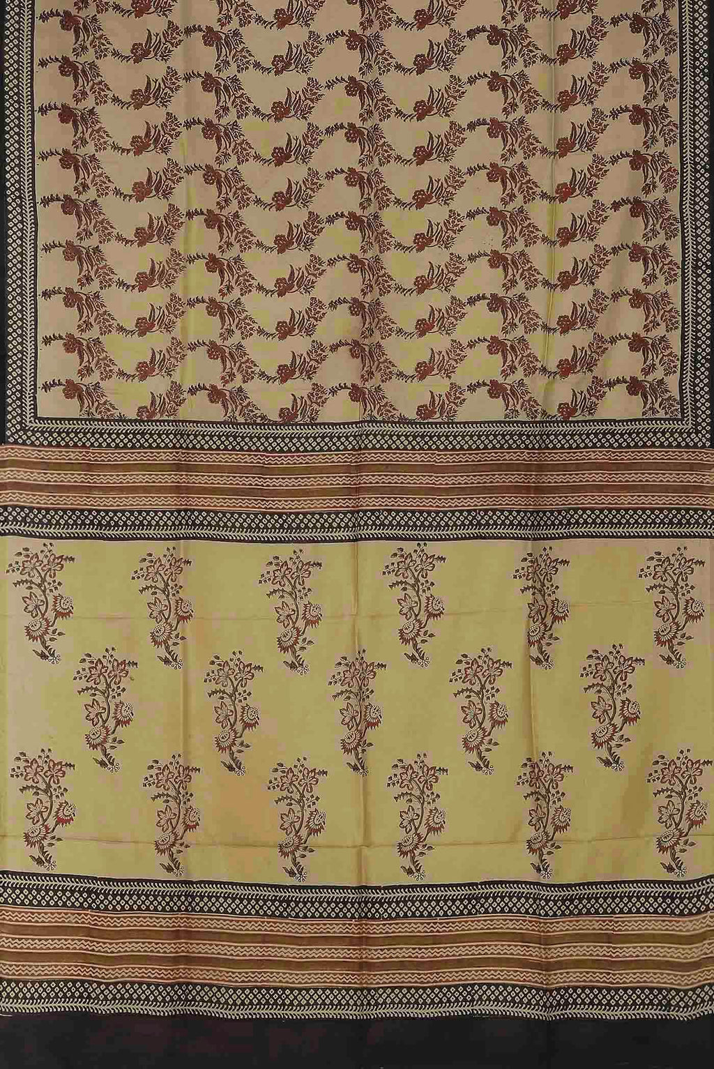 Beige Printed Silk Saree