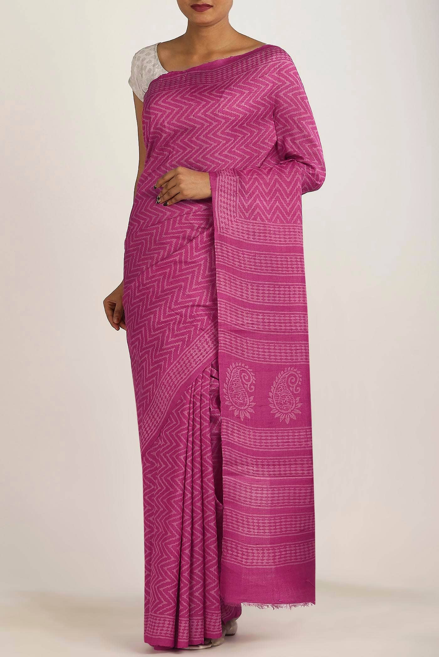 Pink Bhagalpuri Tussar Silk Saree