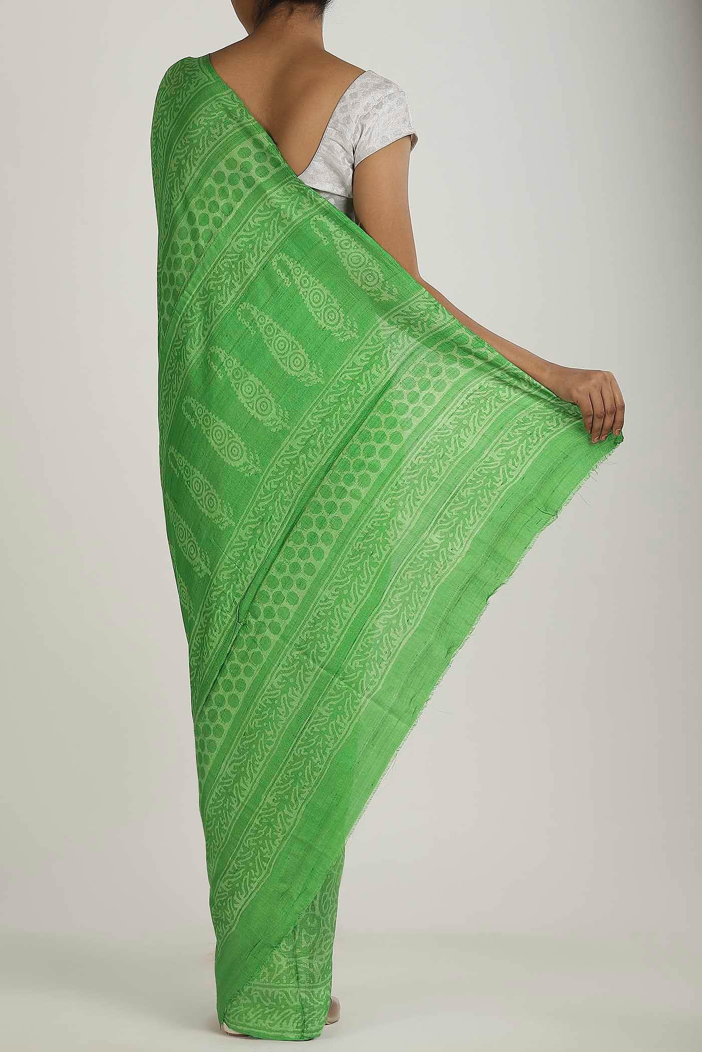 Green Bhagalpuri Tussar Silk Saree