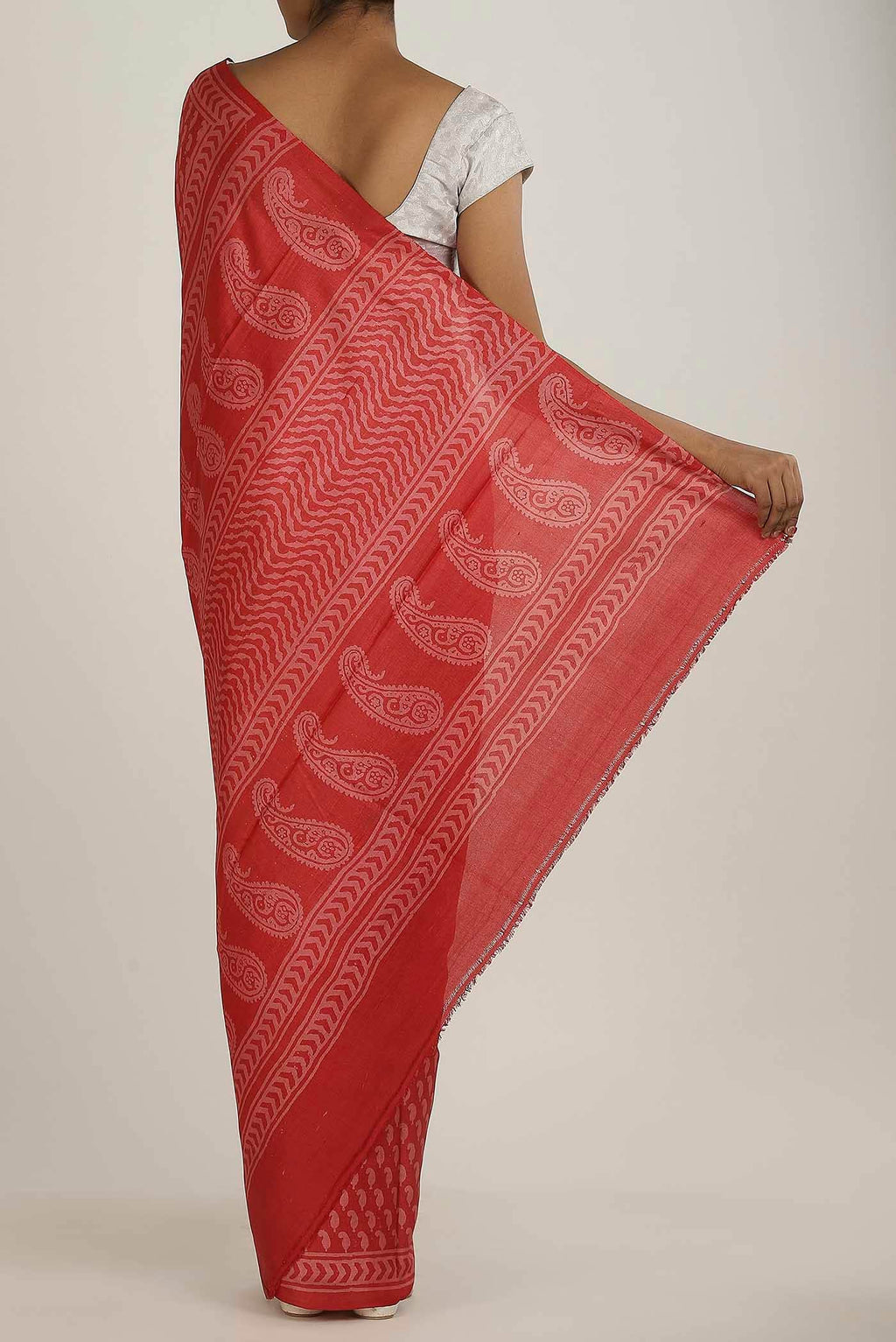 Orange Bhagalpuri Tussar Silk Saree