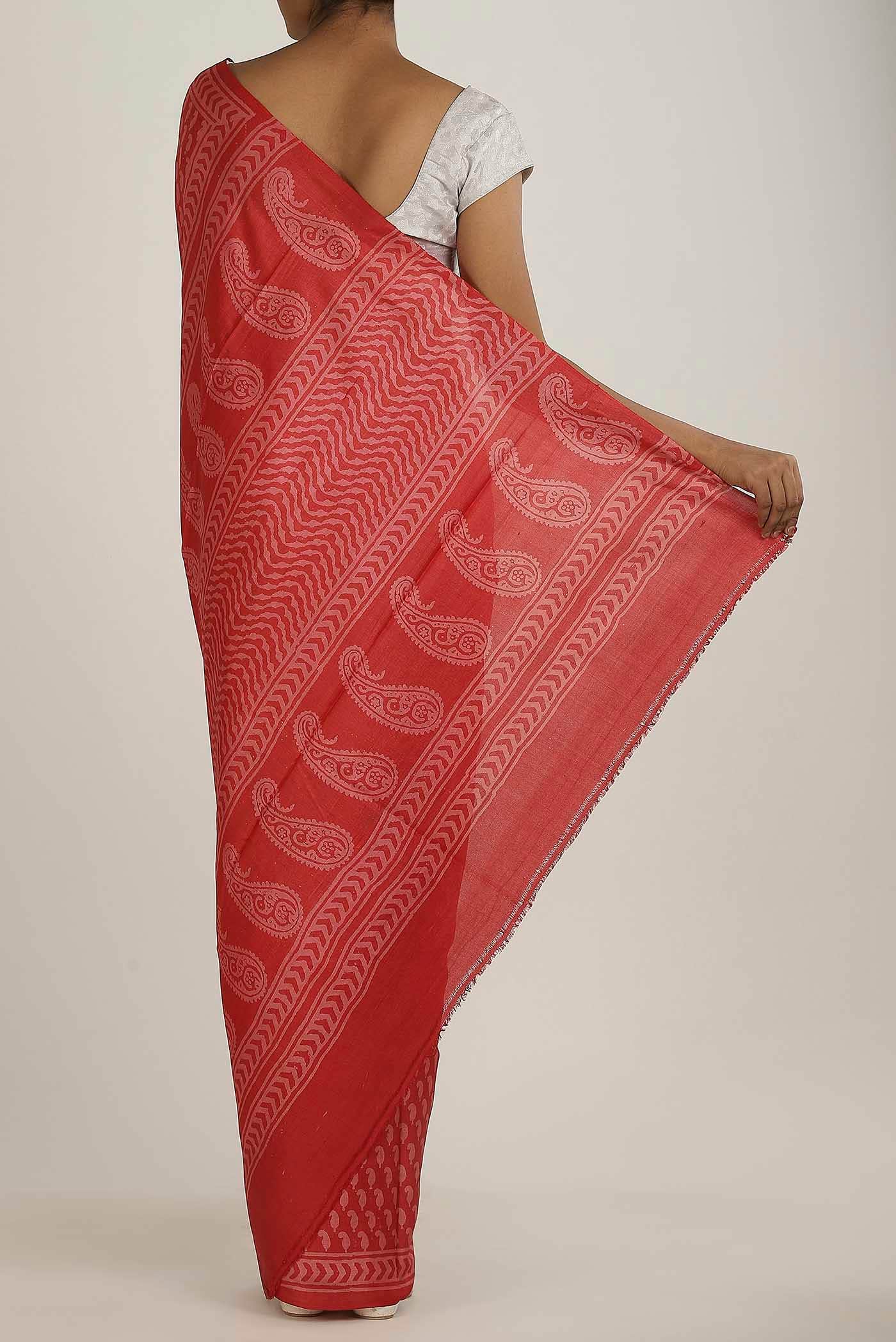 Orange Bhagalpuri Tussar Silk Saree