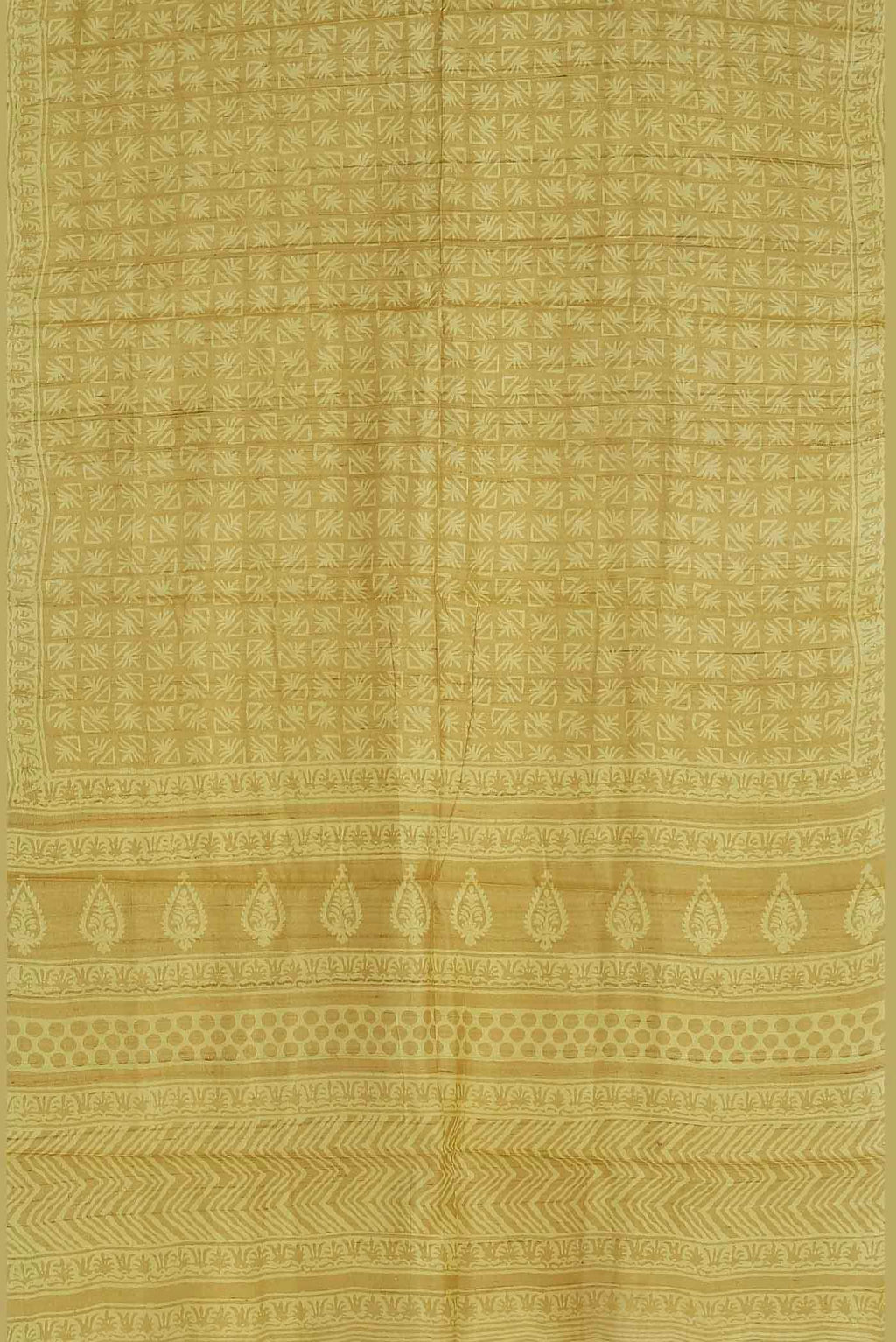 Yellow Bhagalpuri Tussar Silk Saree