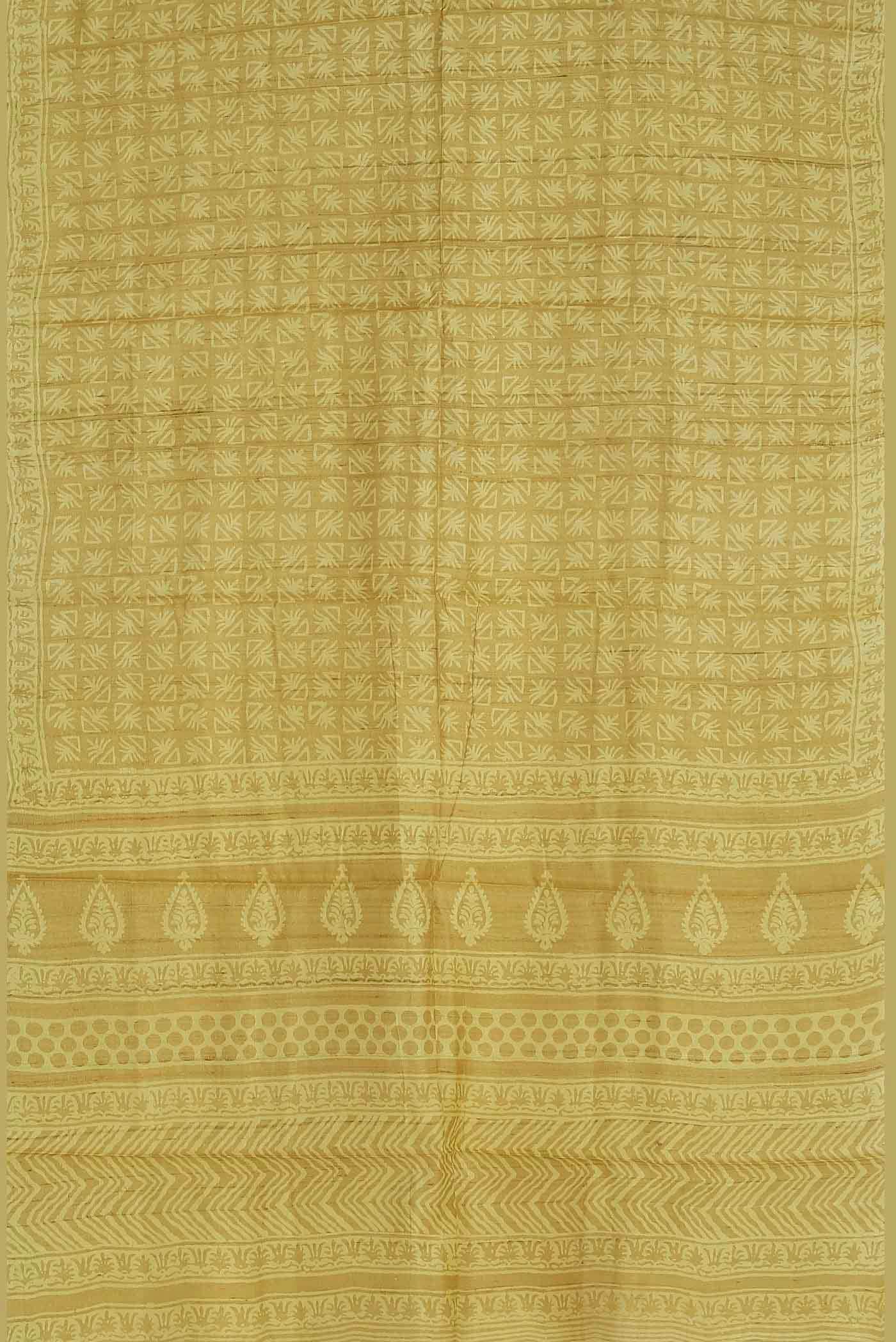 Yellow Bhagalpuri Tussar Silk Saree