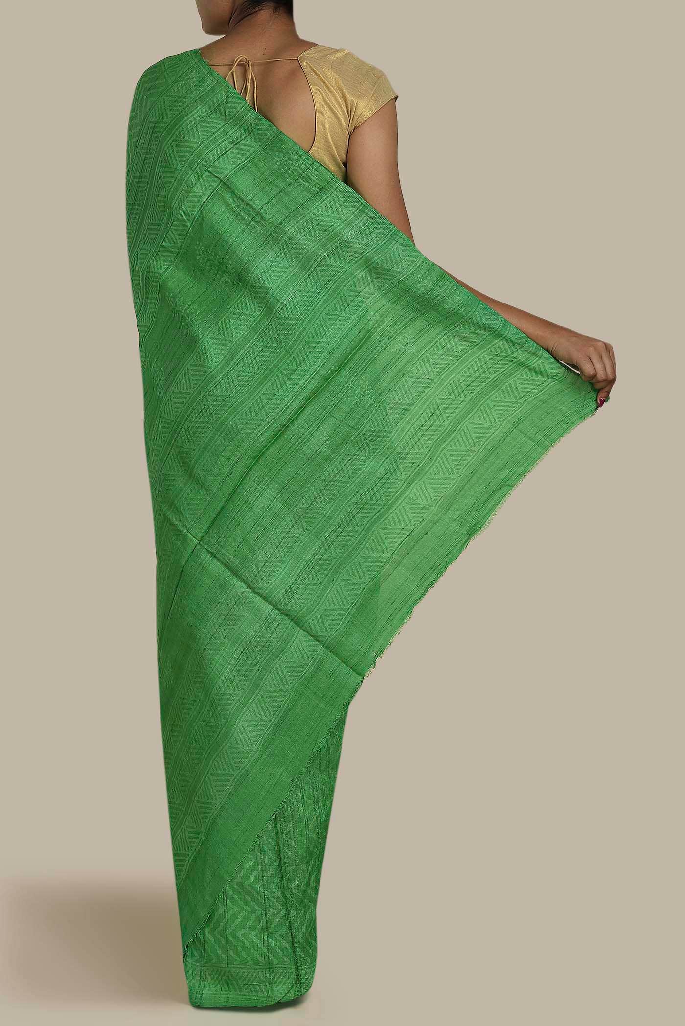Green Bhagalpuri Tussar Silk Saree
