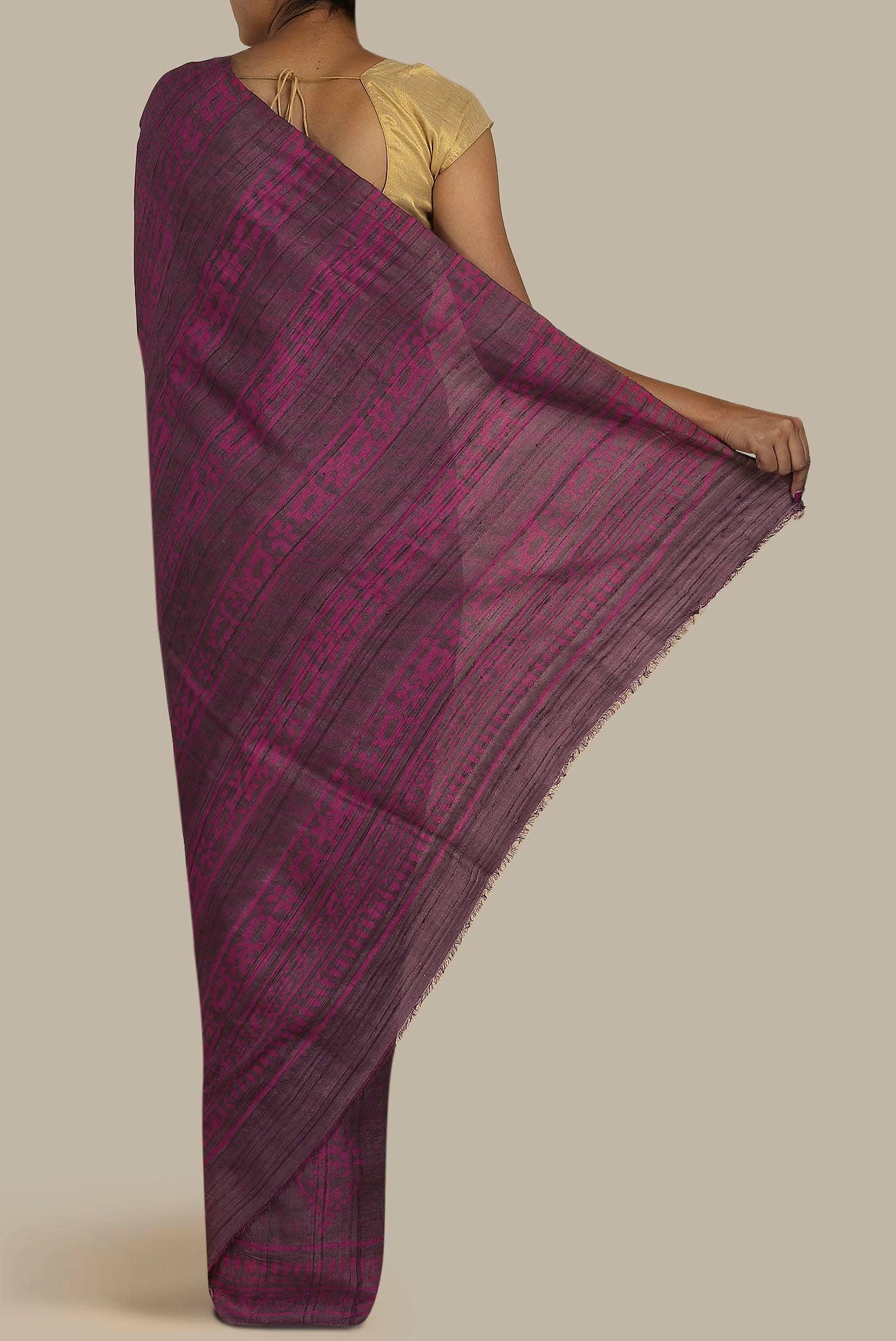 Purple Bhagalpuri Tussar Silk Saree