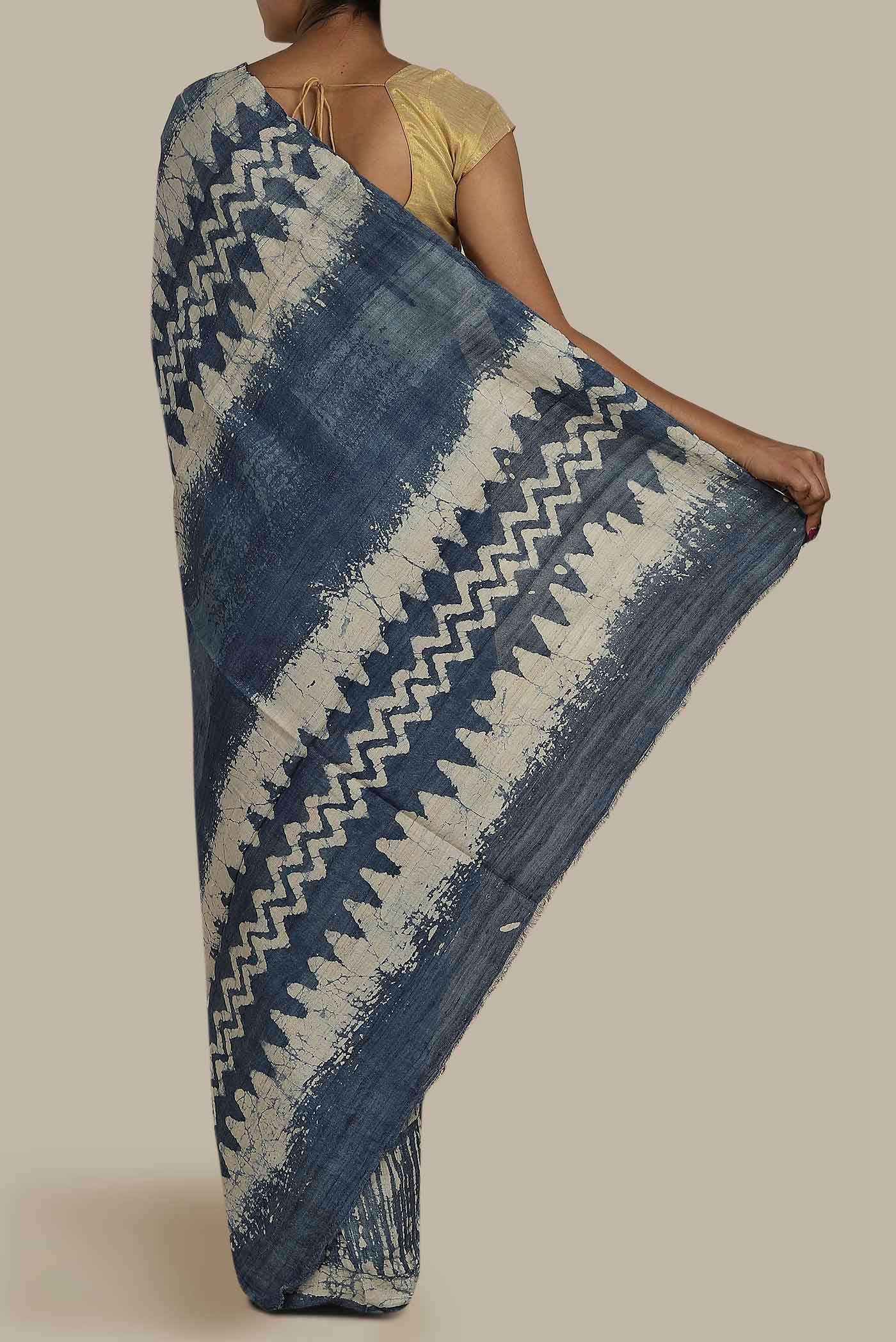 Blue Bhagalpuri Tussar Silk Saree