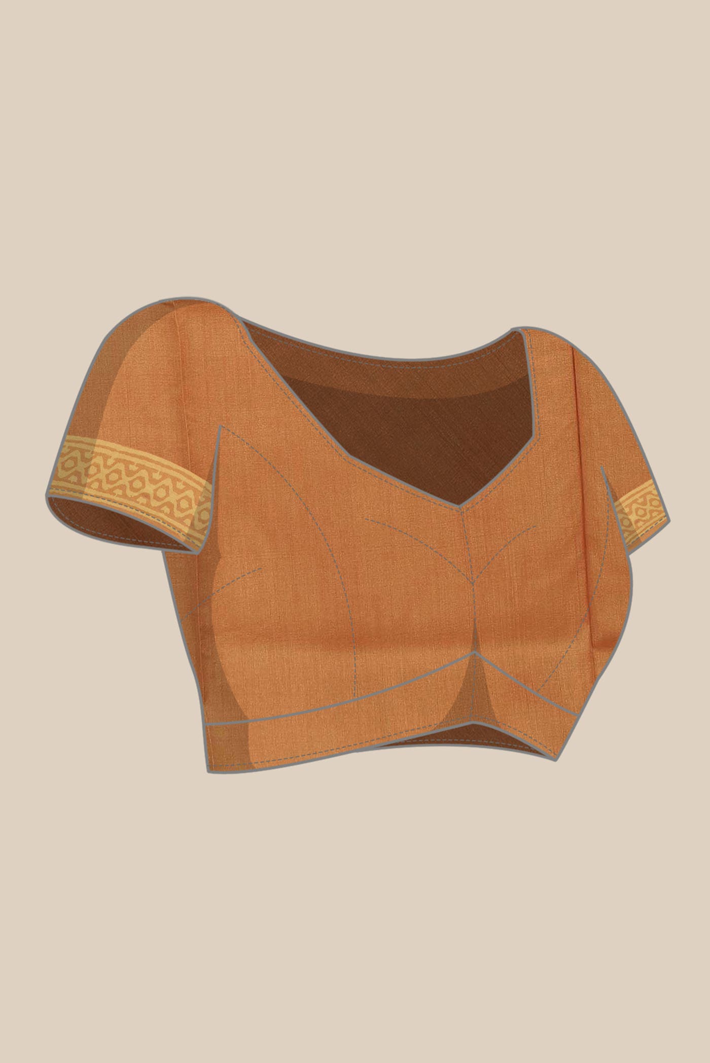 Orange Printed Silk Saree