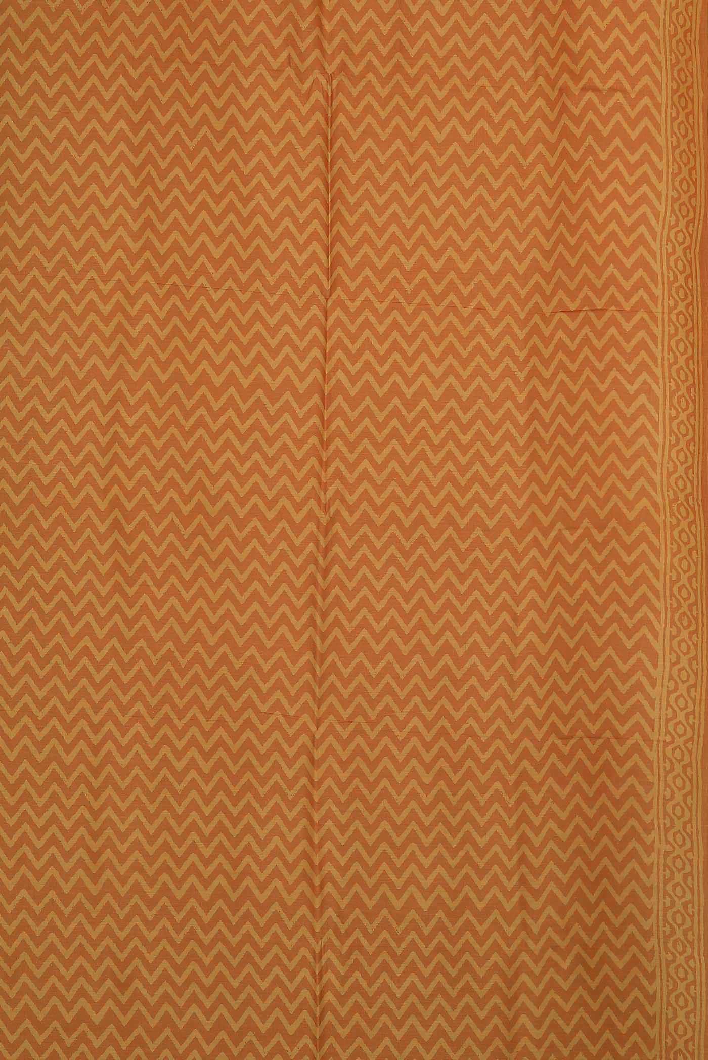 Orange Printed Silk Saree