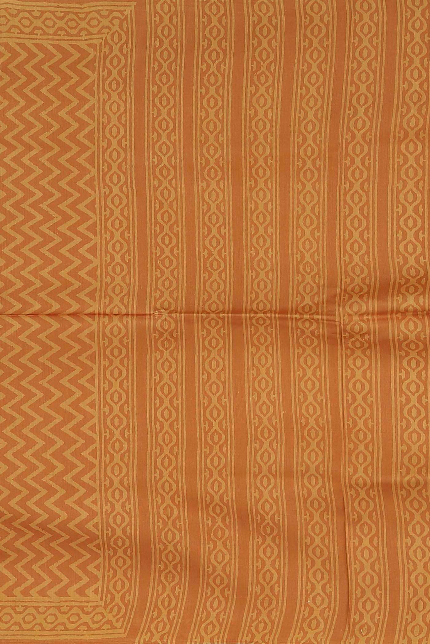 Orange Printed Silk Saree