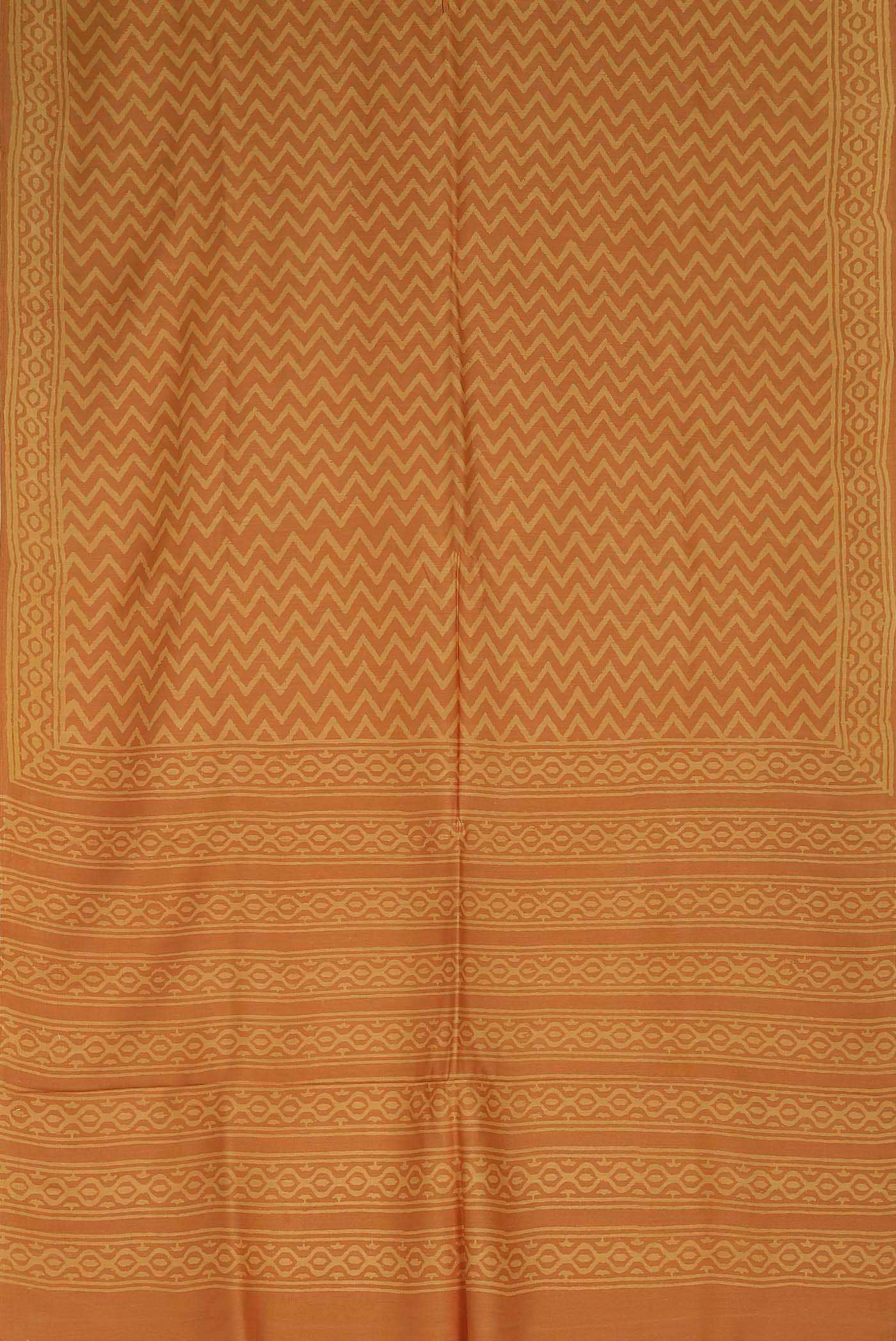 Orange Printed Silk Saree
