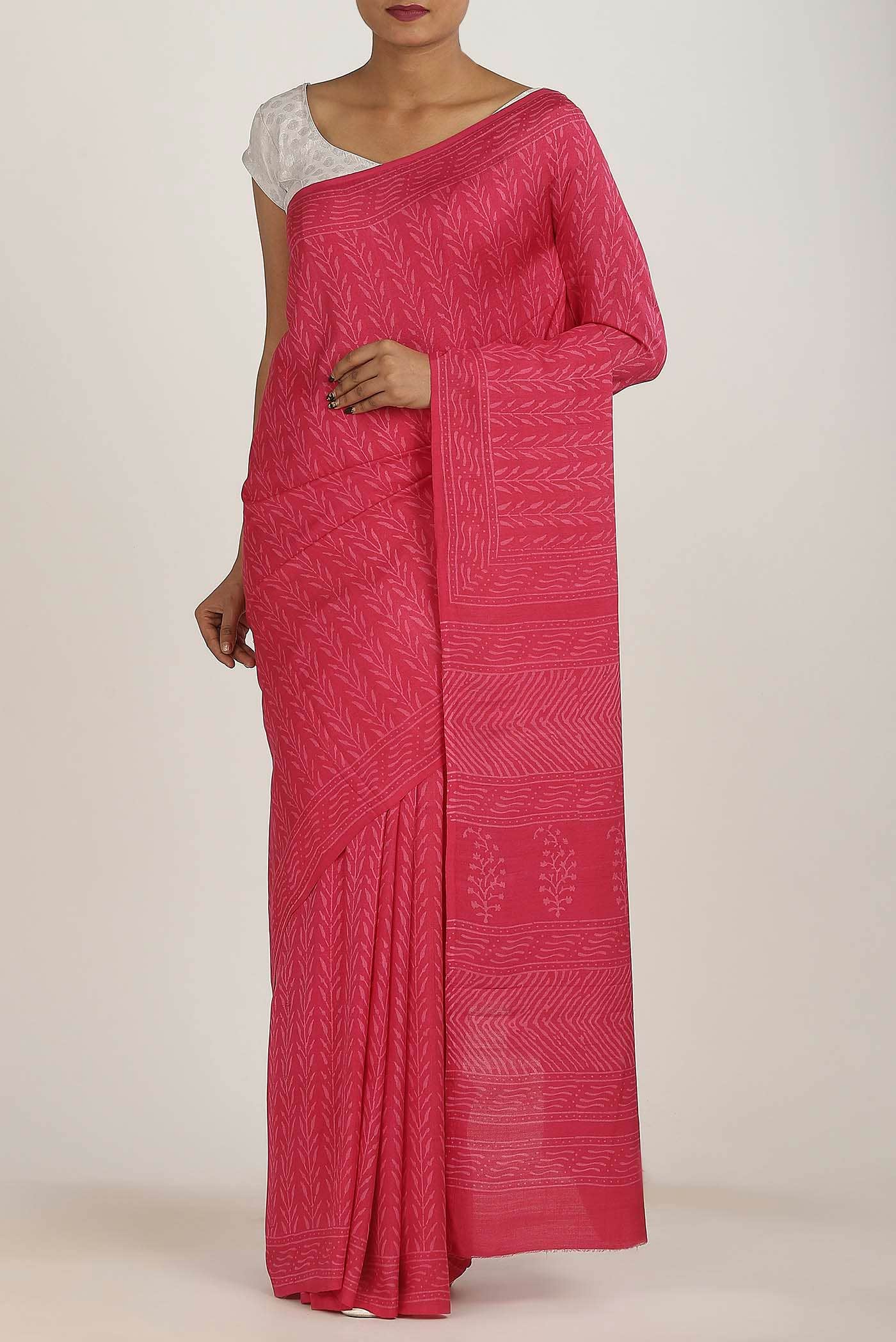 Pink Bhagalpuri Tussar Silk Saree