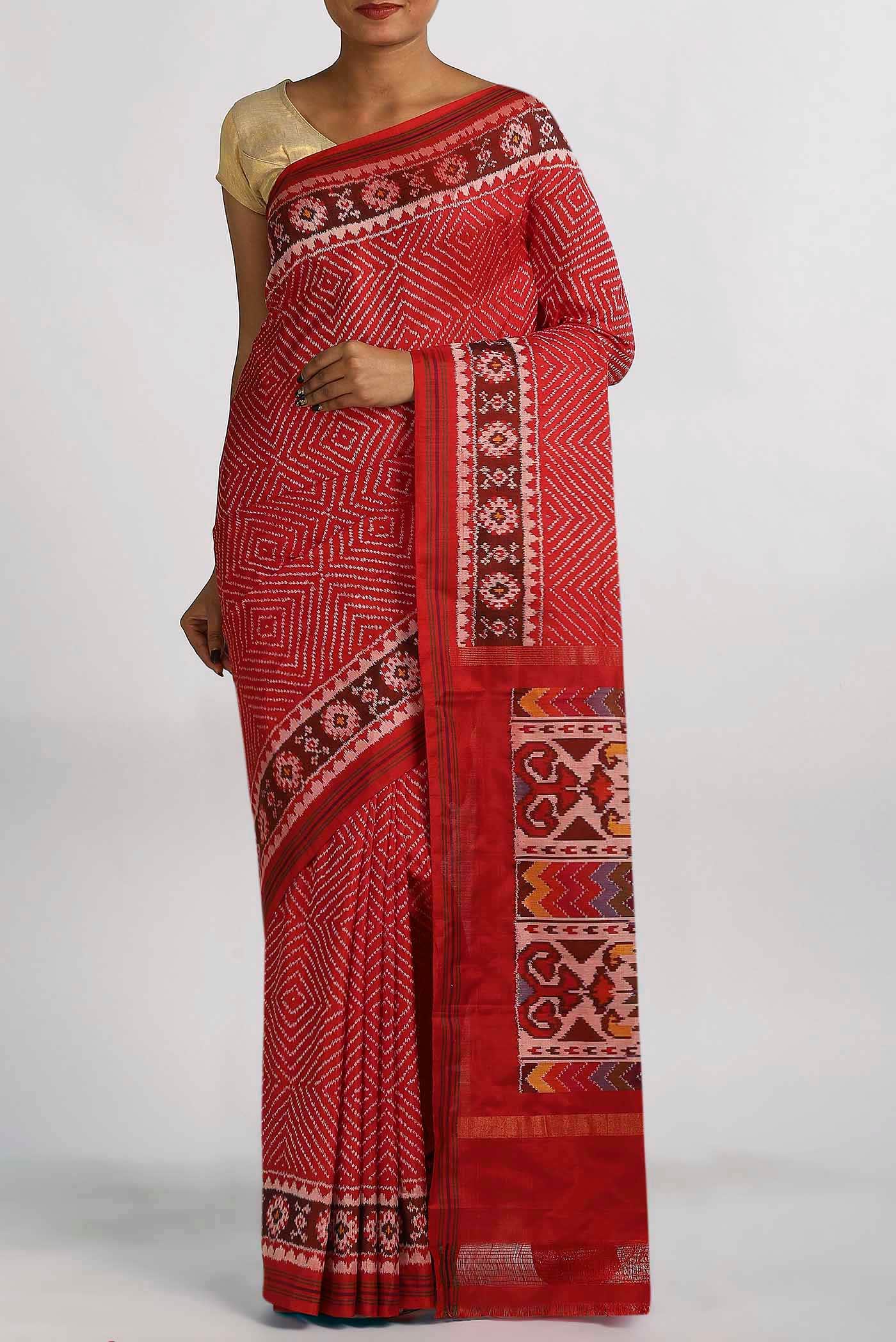 Red Orissa Silk Saree