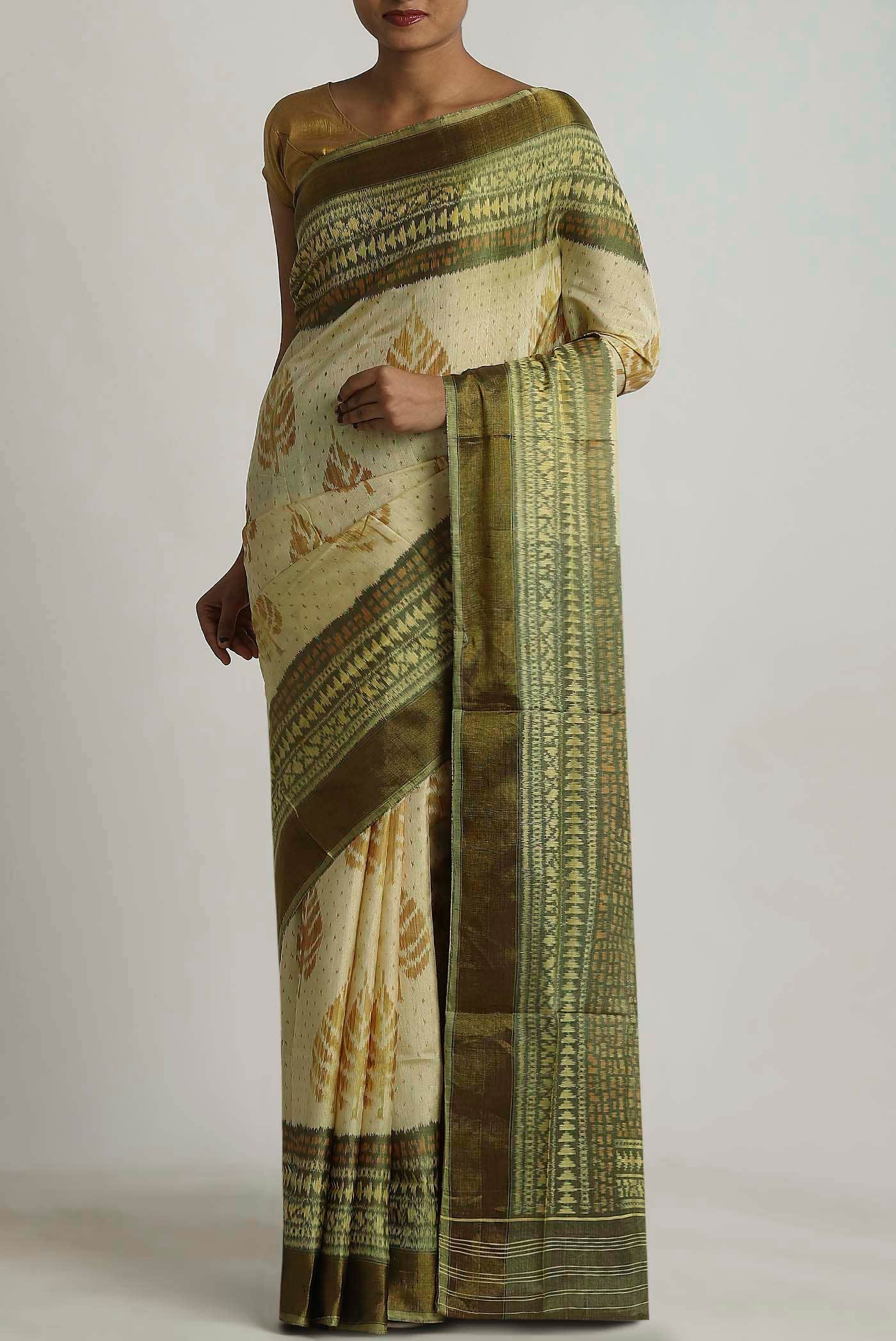 Cream Rajkot Patola Silk Saree