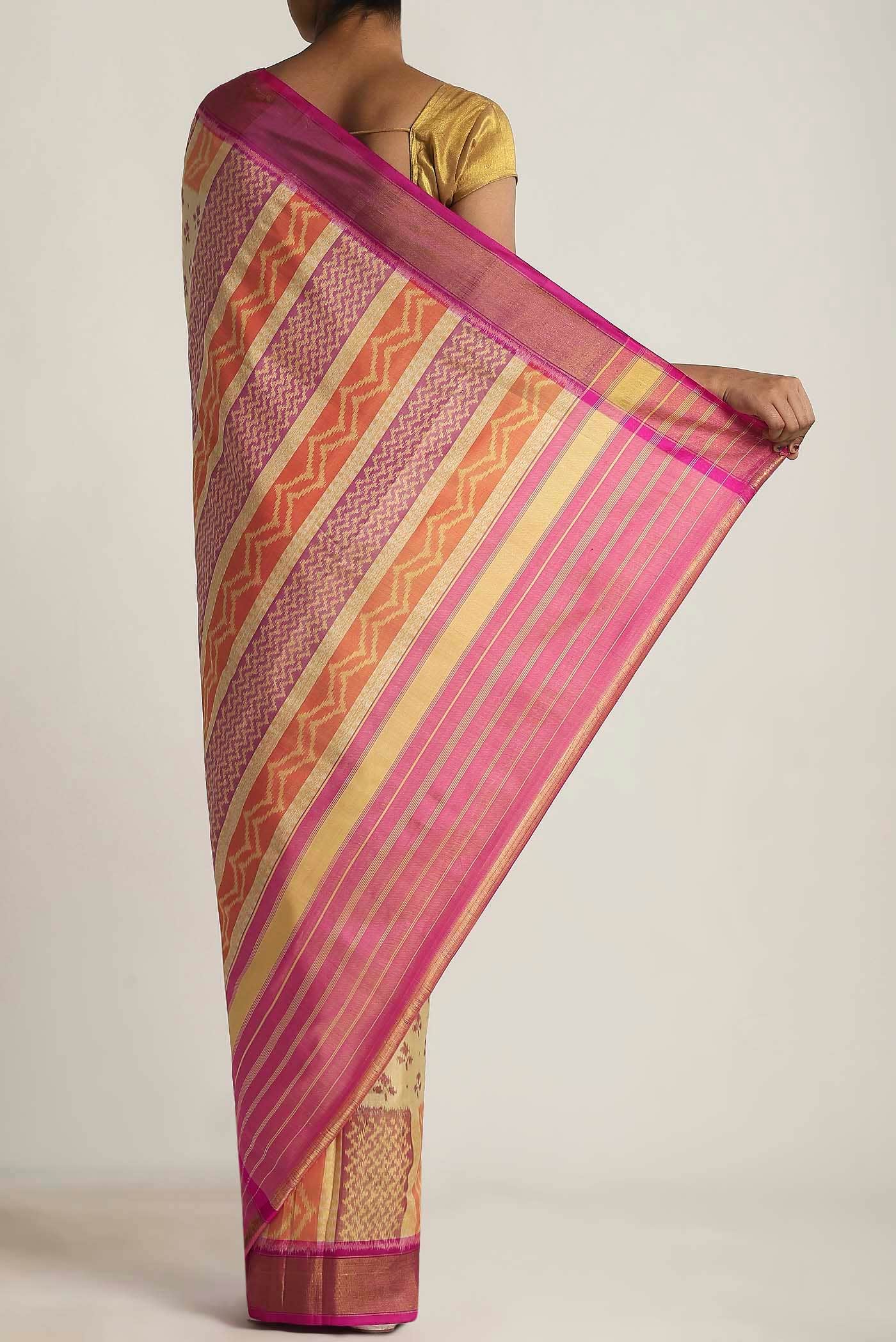 Cream Rajkot Patola Silk Saree