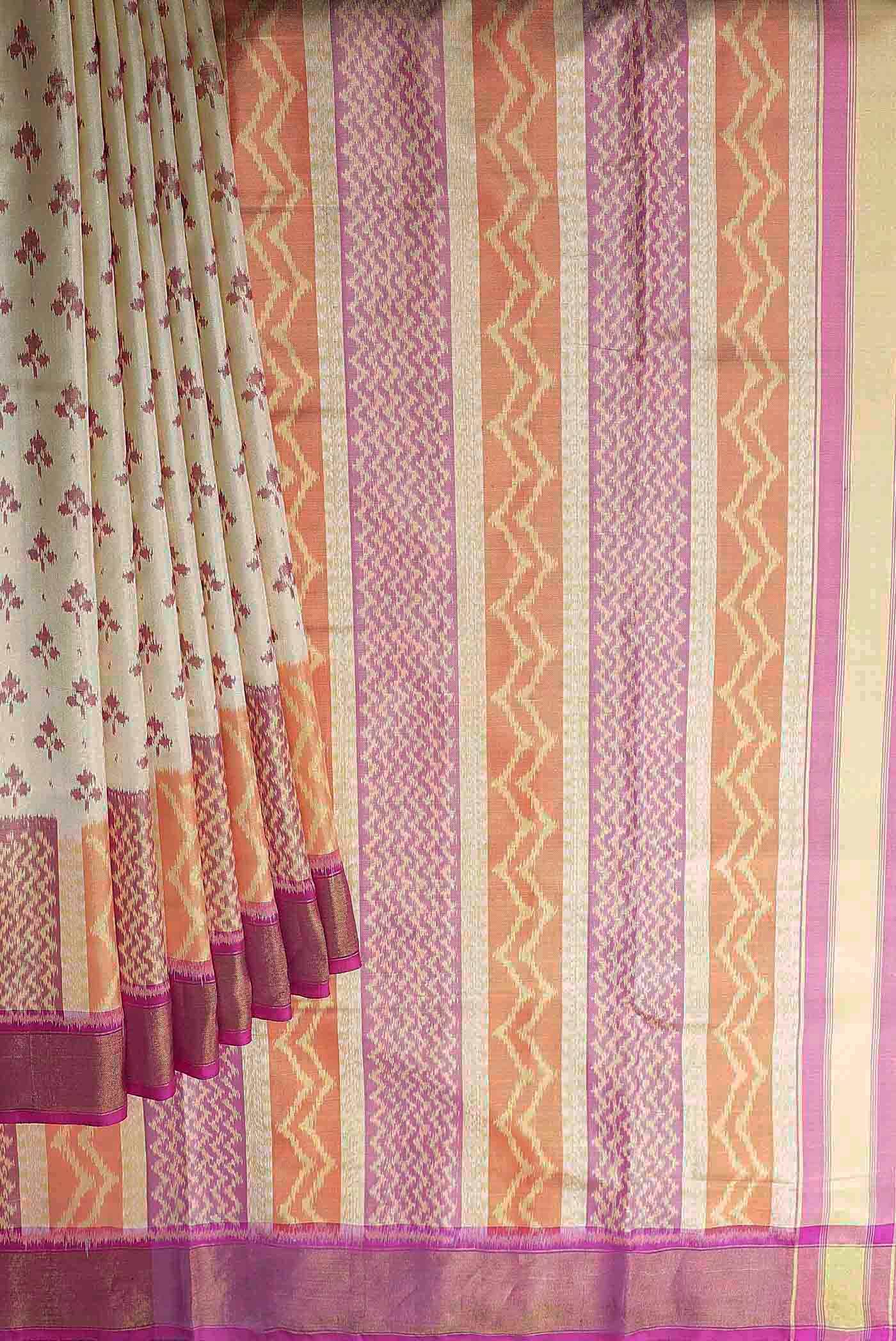Cream Rajkot Patola Silk Saree