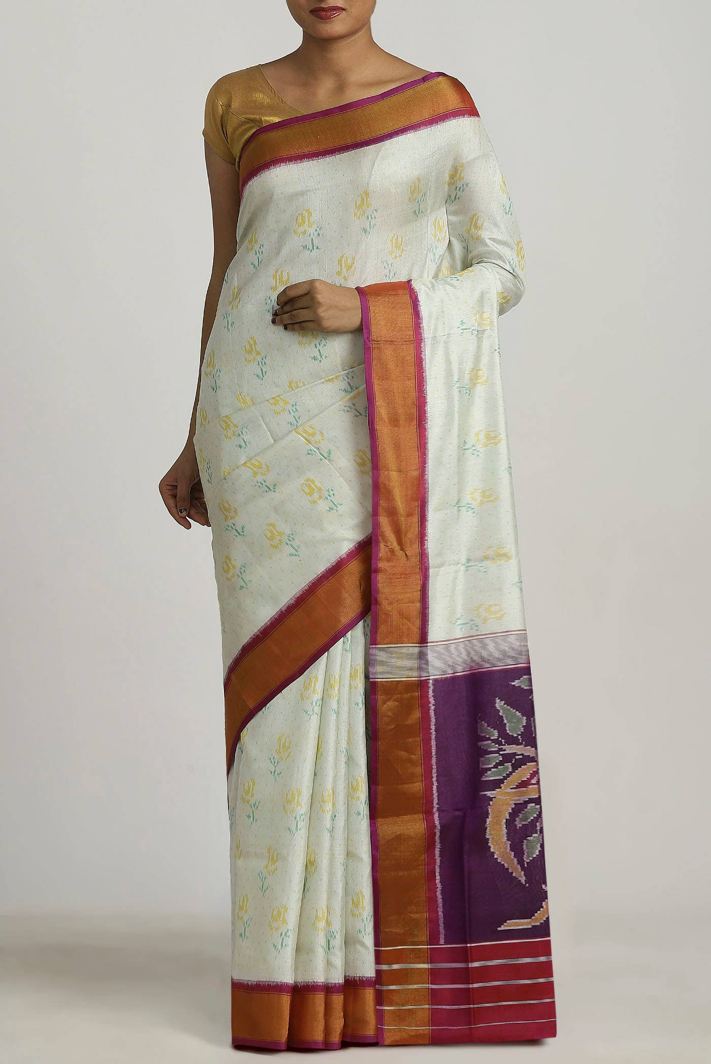 White Rajkot Patola Silk Saree
