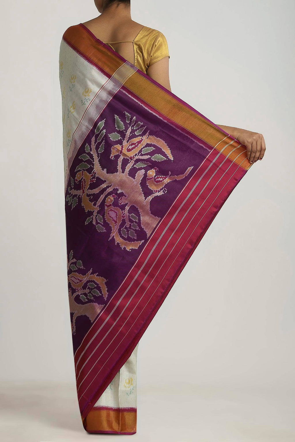White Rajkot Patola Silk Saree