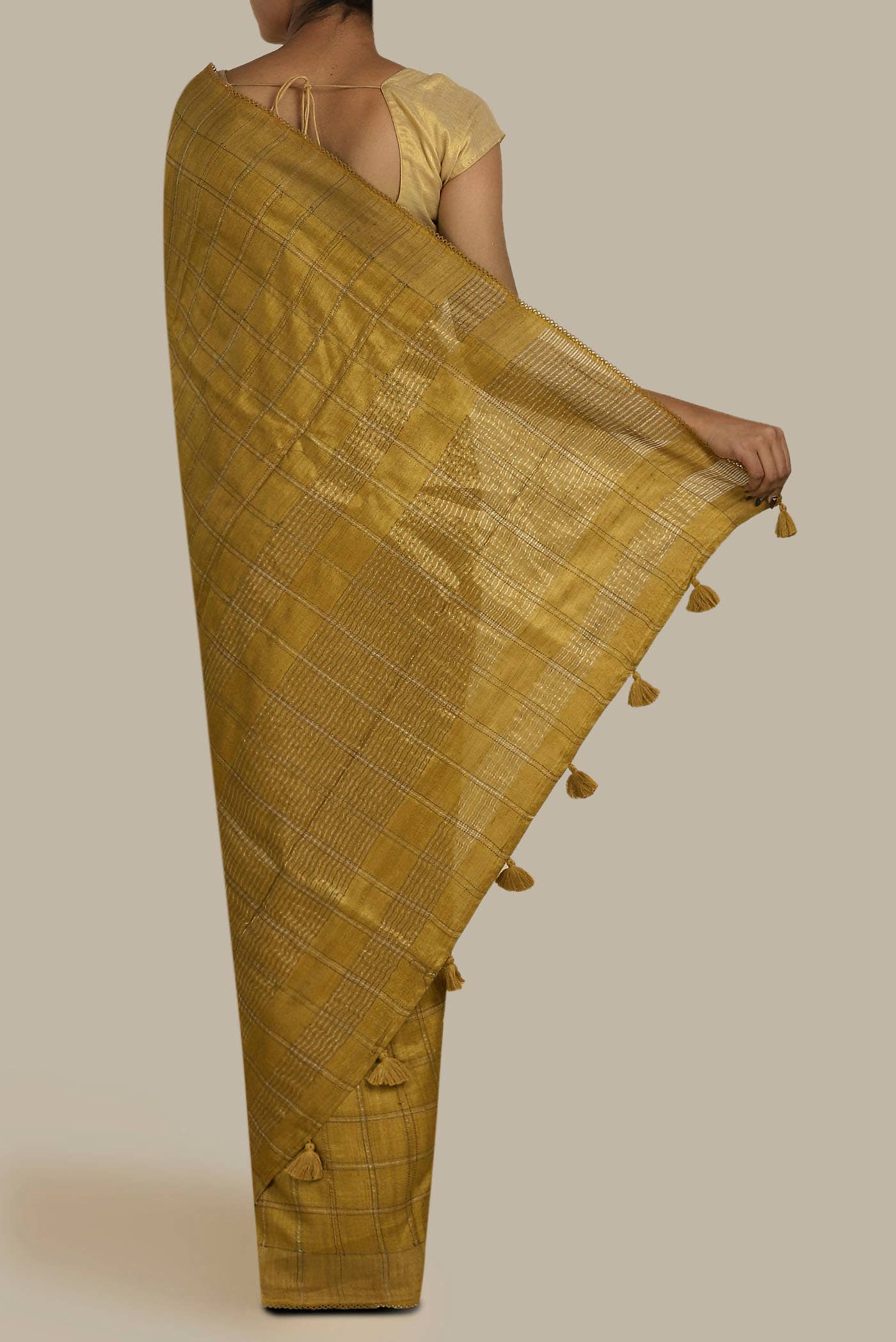 Brown Bhagalpuri Tussar Silk Saree
